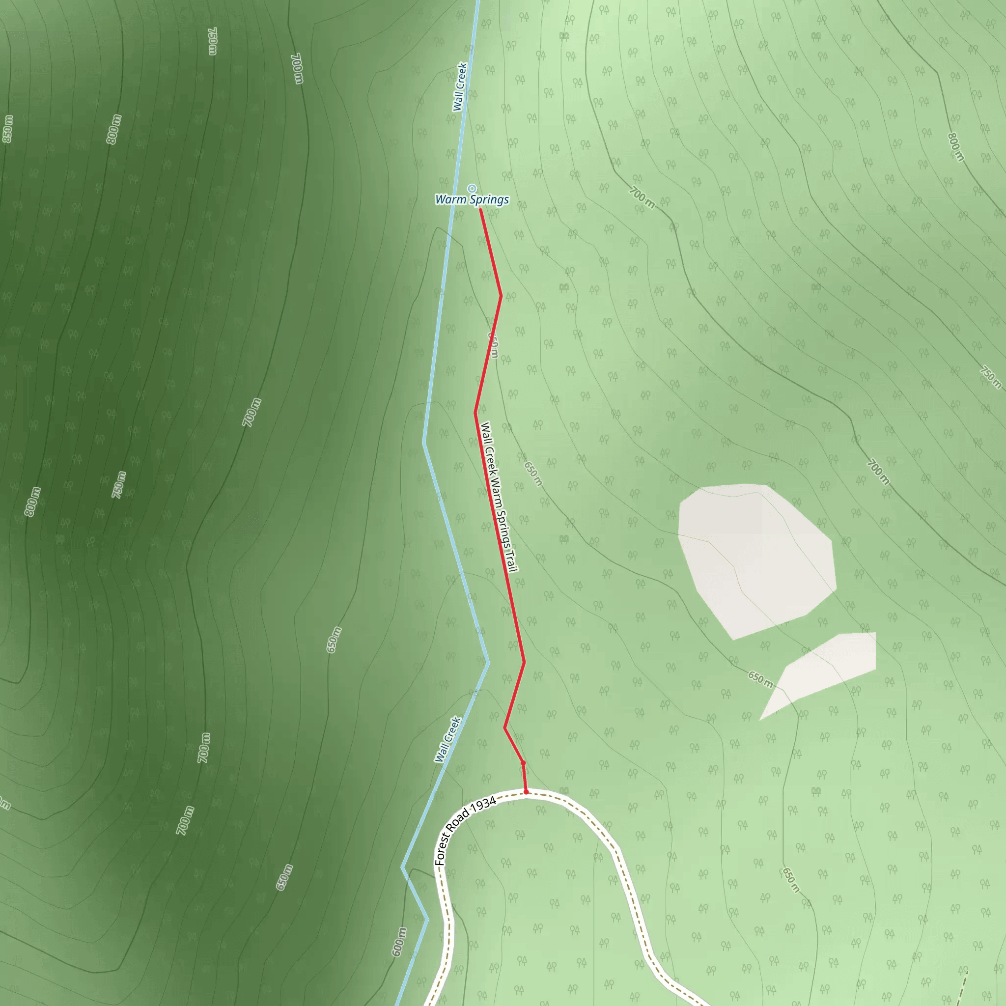 Wall Creek Warm Springs Trail mobile static map