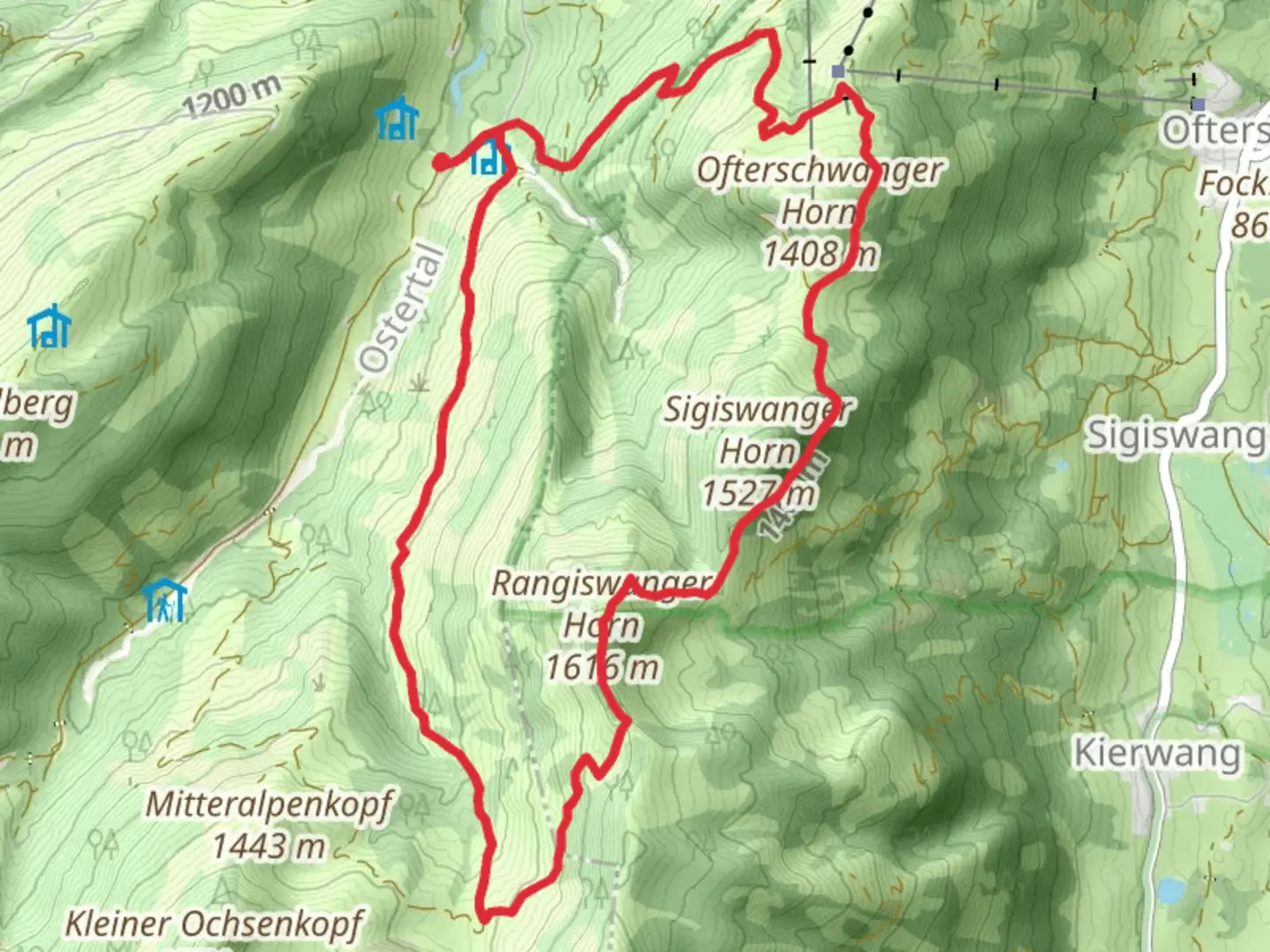 An image depicting the trail Rangiswanger Horn Loop and its surrounding area.