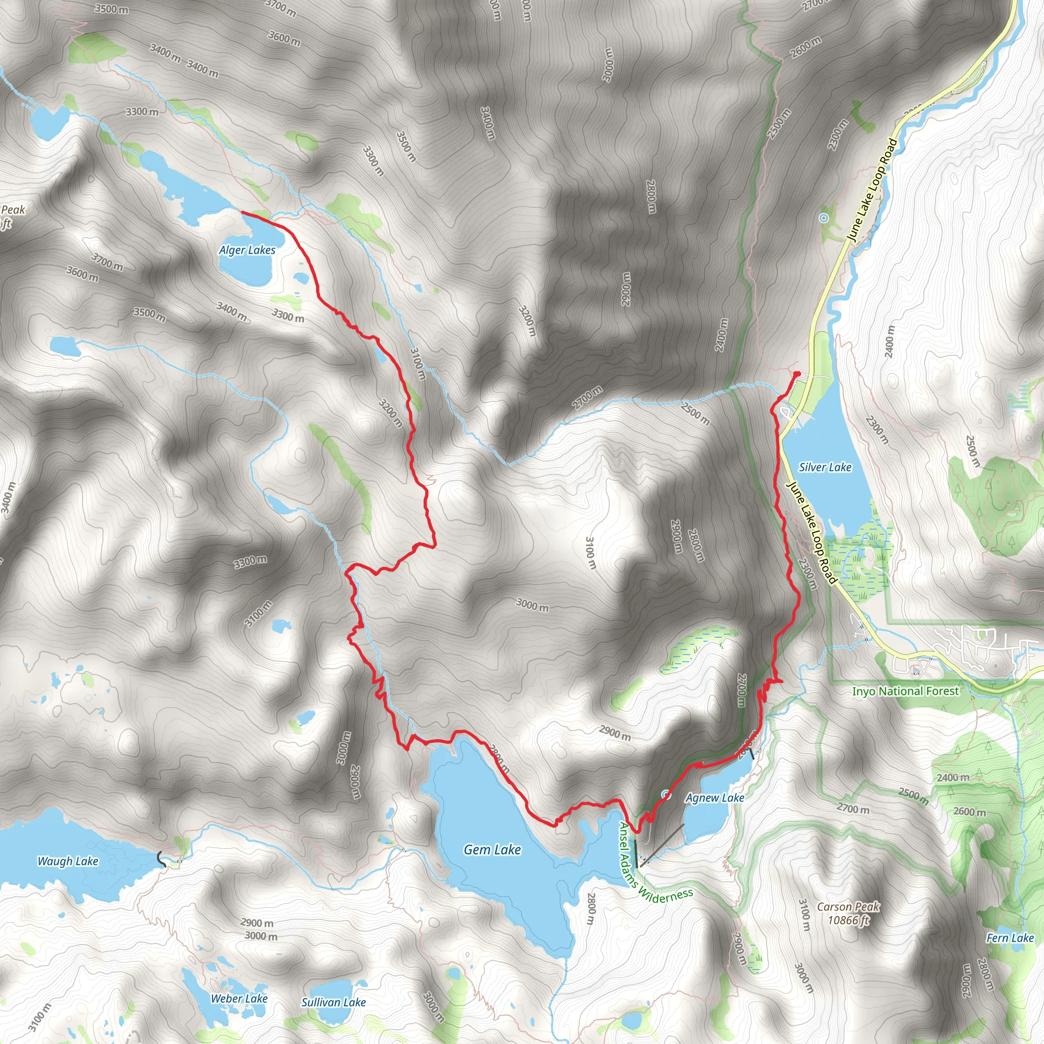 Alger Lakes via Rush Creek Trail mobile static map