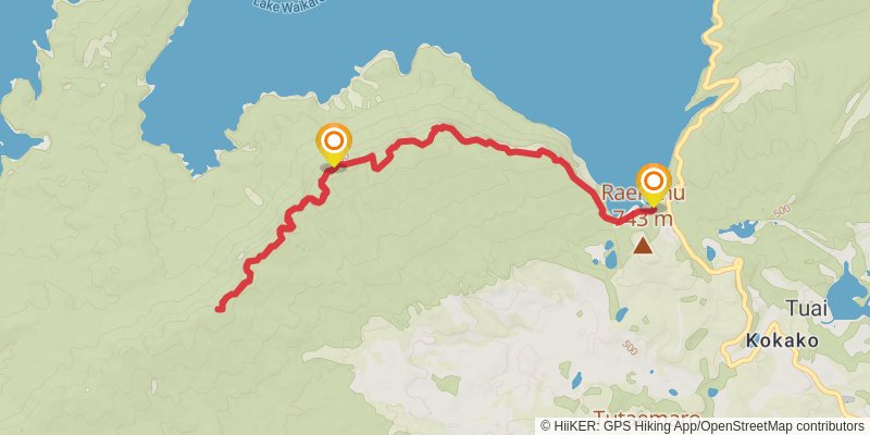 Lake Waikaremoana - Panekire Bluffs stage 2 Map