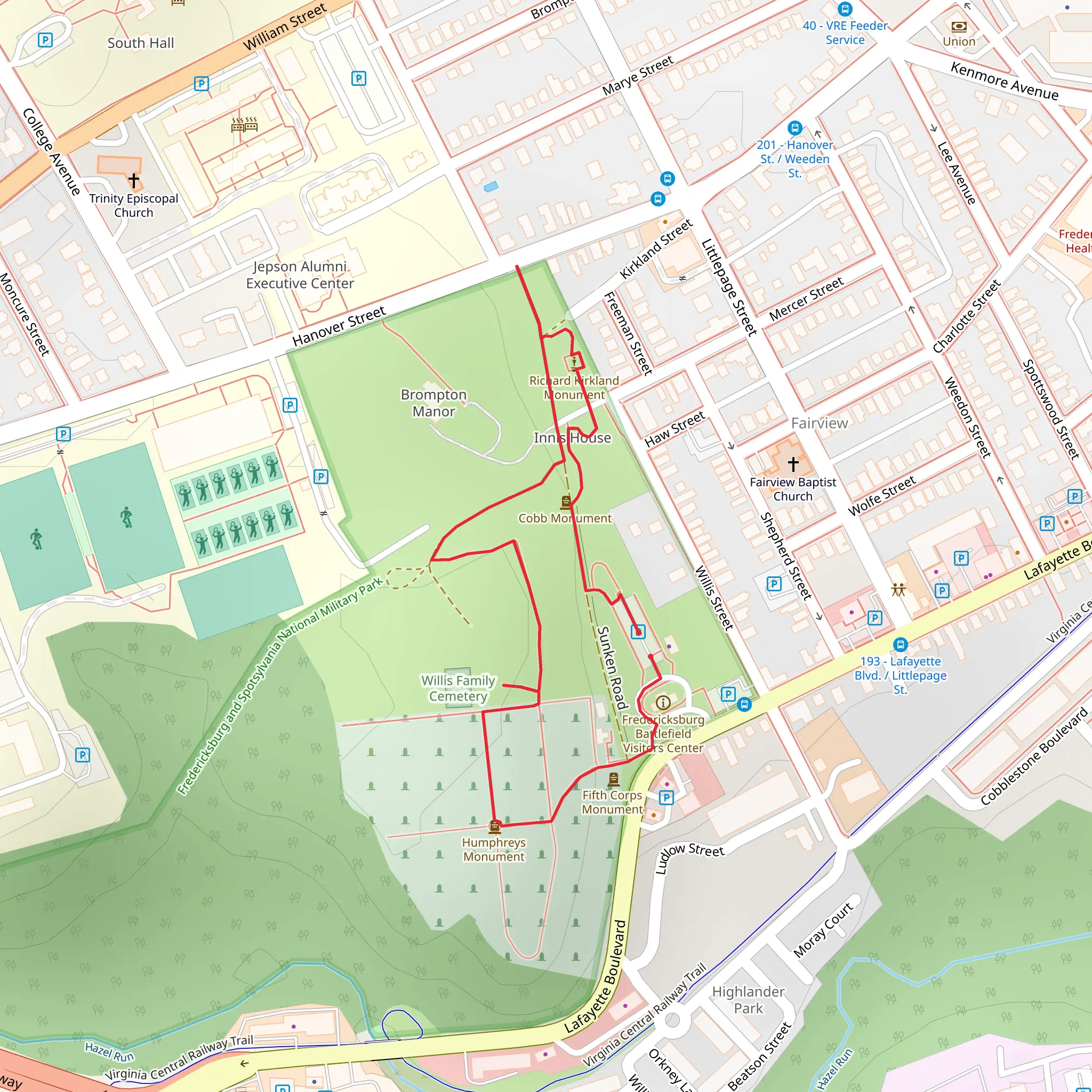 Sunken Road Walking Trail mobile static map