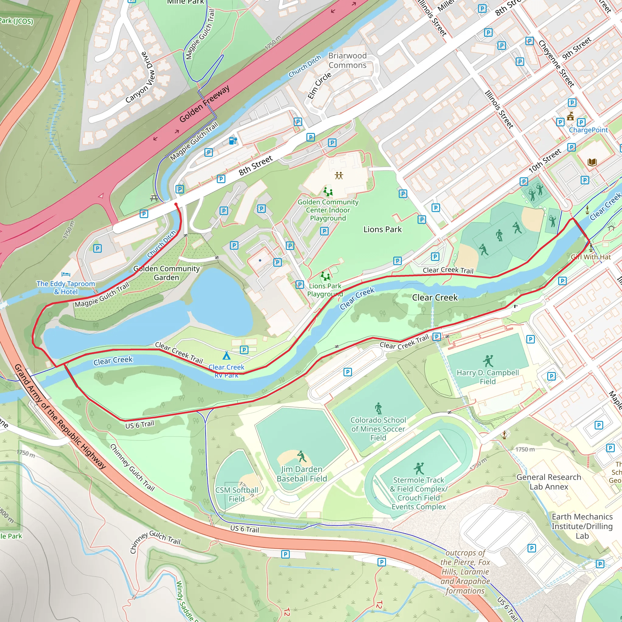 Clear Creek Loop Trail mobile static map