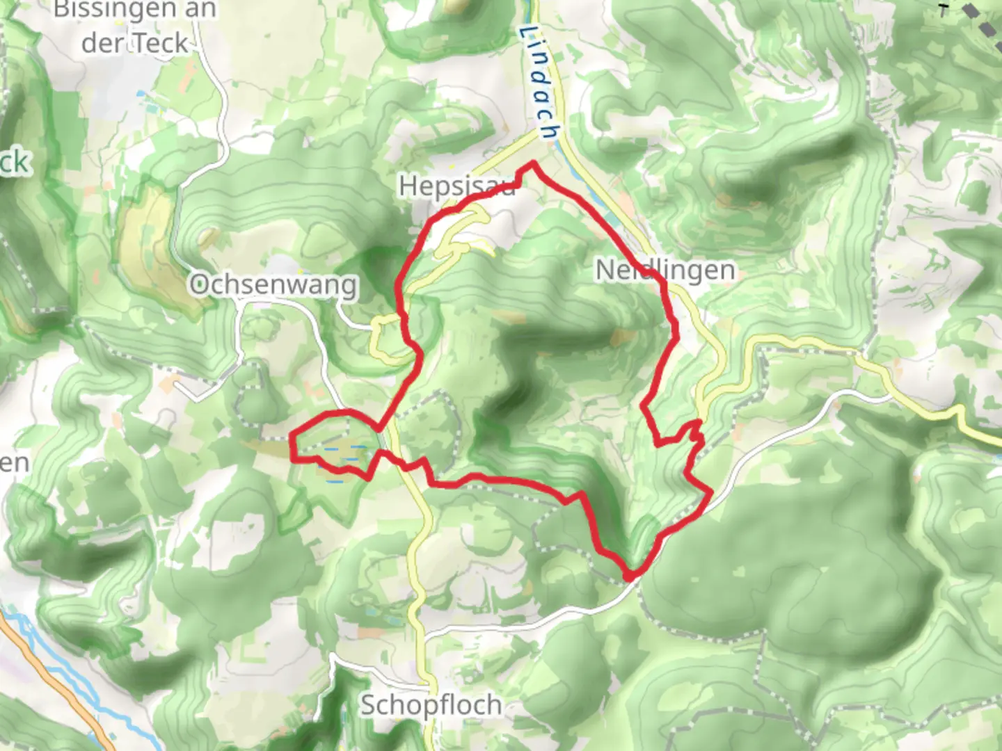 An image depicting the trail NSG Biospharengebiet and Torfgrube Loop - Neidlingen and its surrounding area.