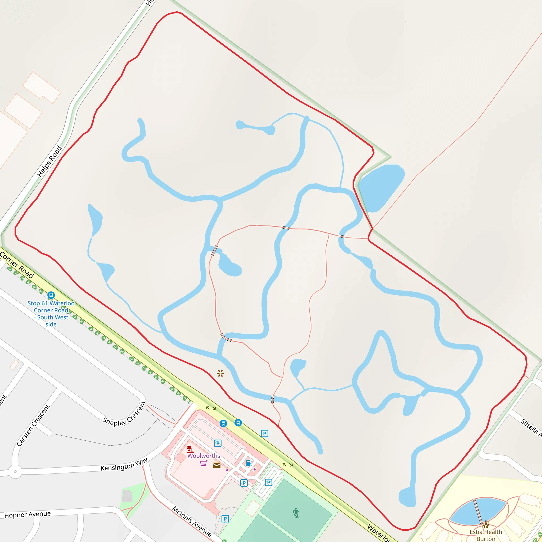Kaurna Park Wetlands Boundary Loop mobile static map
