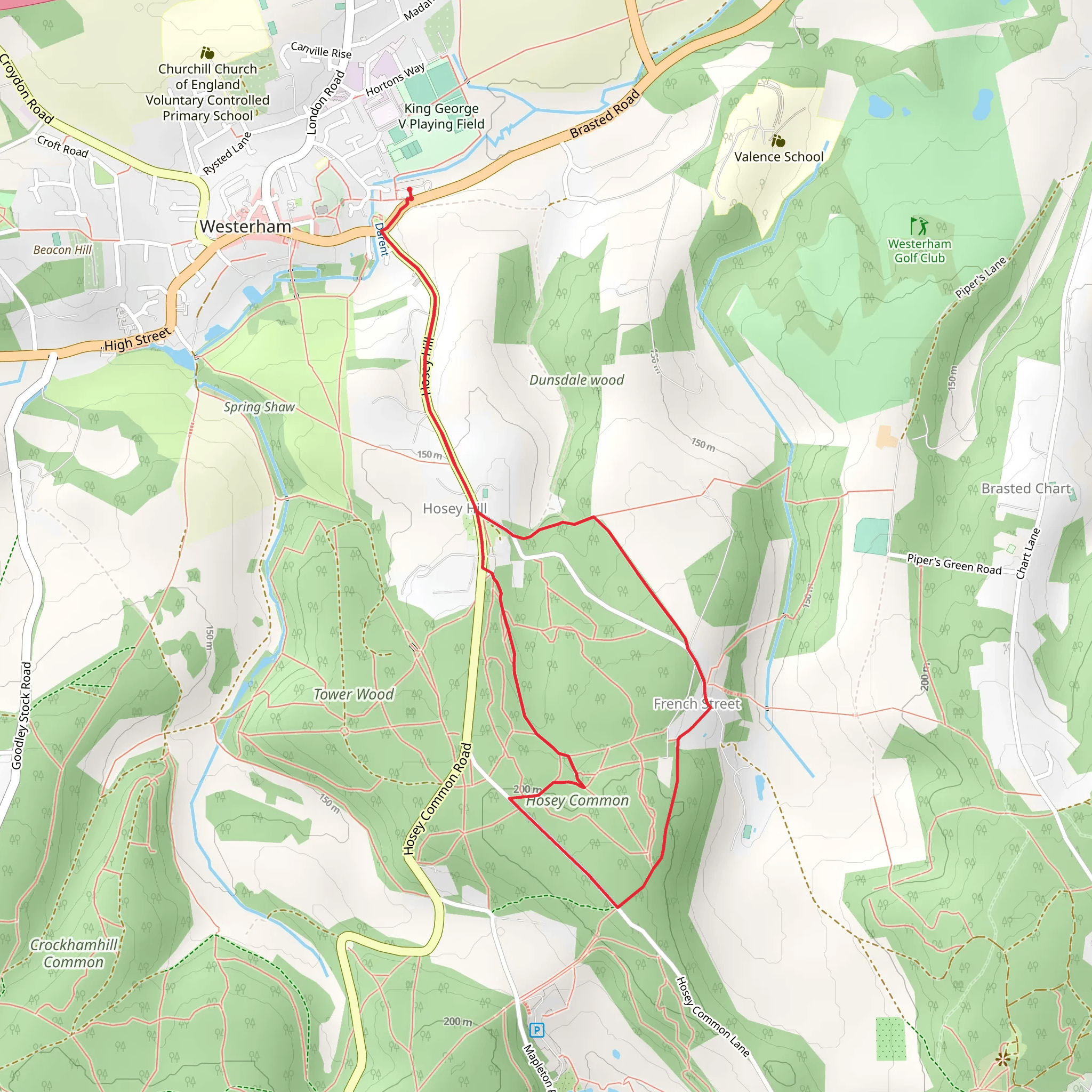Hosey Common Short Loop mobile static map