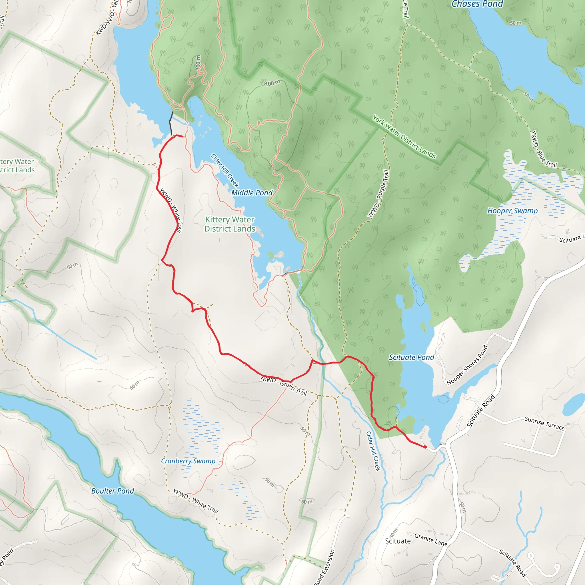 Scituate Pond to Middle Pond mobile static map