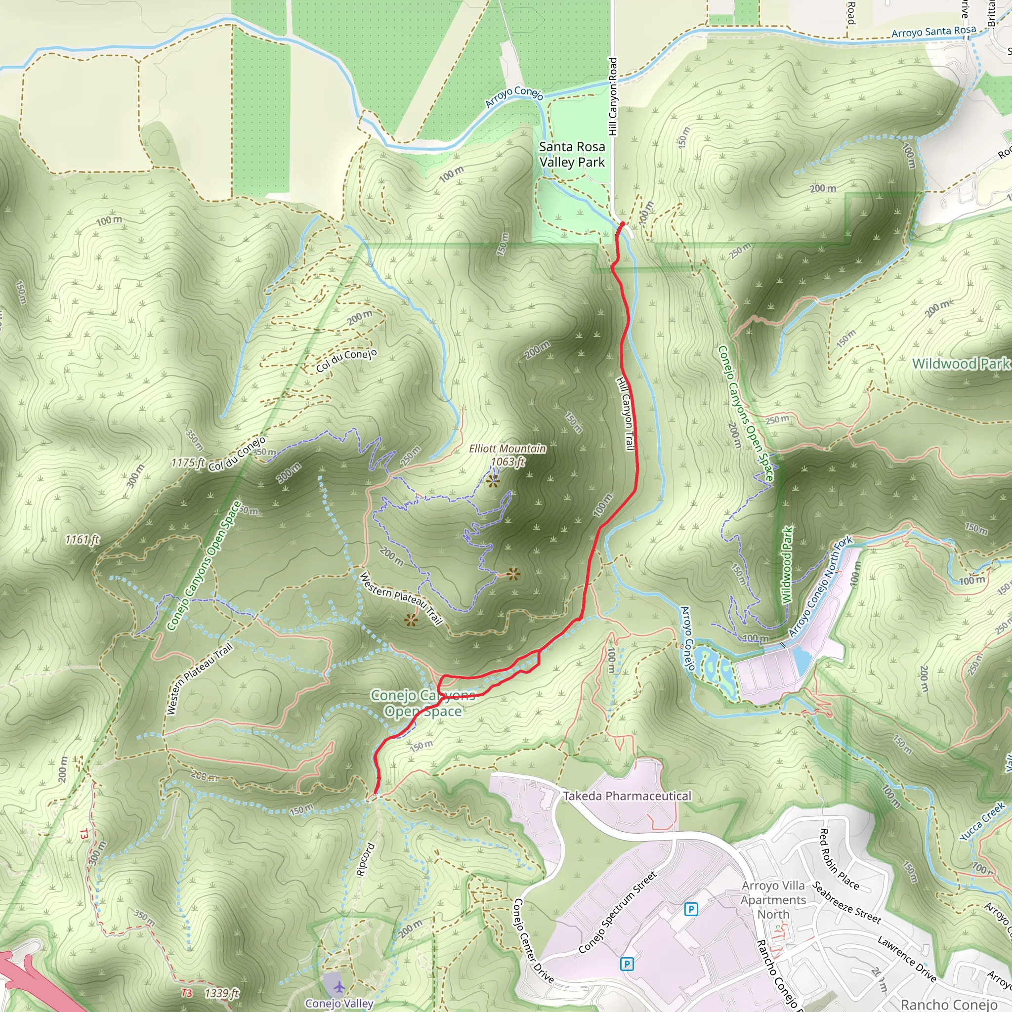Hill Canyon and Hawk Canyon Trail mobile static map