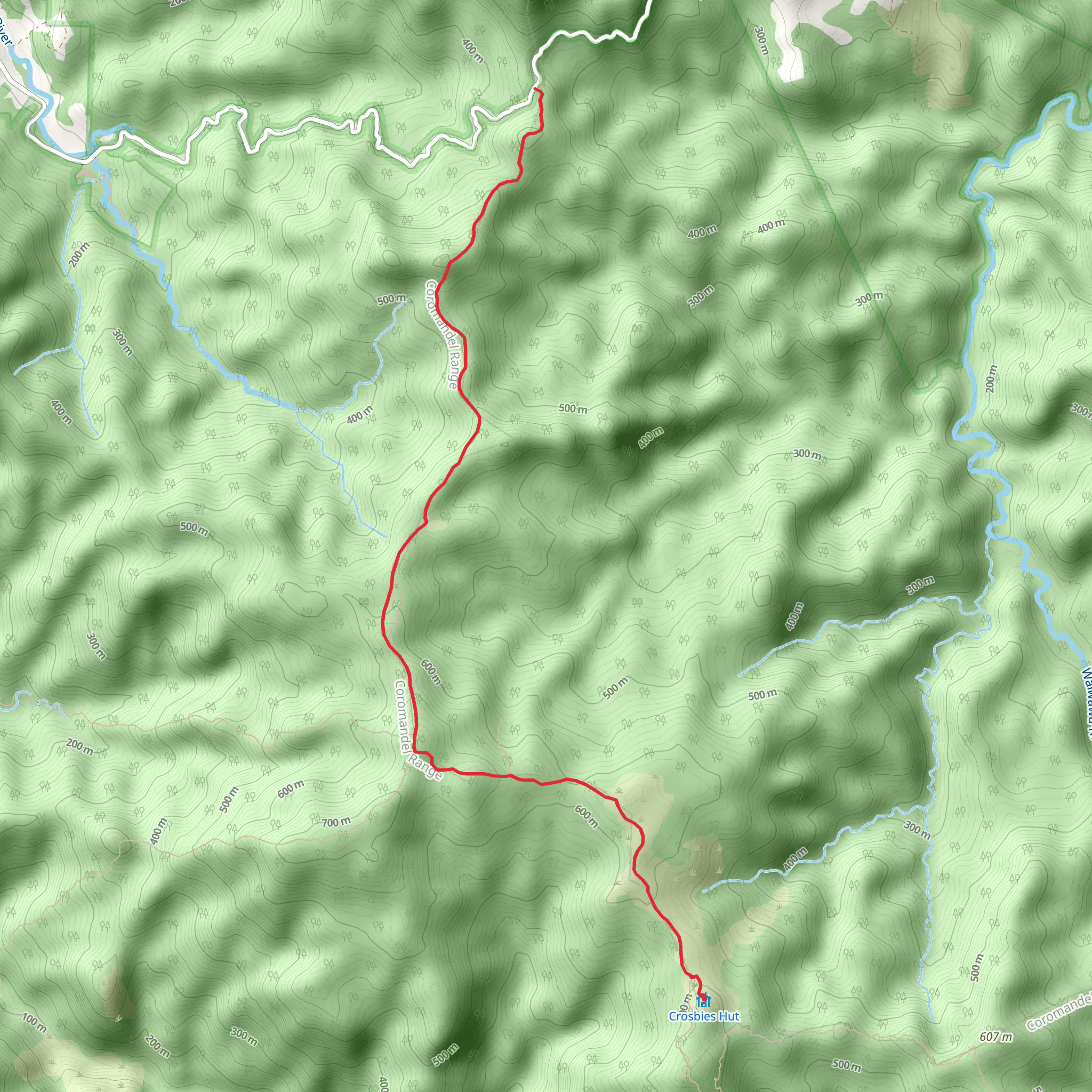 Tapu - Coroglen Rd to Crosbies Hut mobile static map