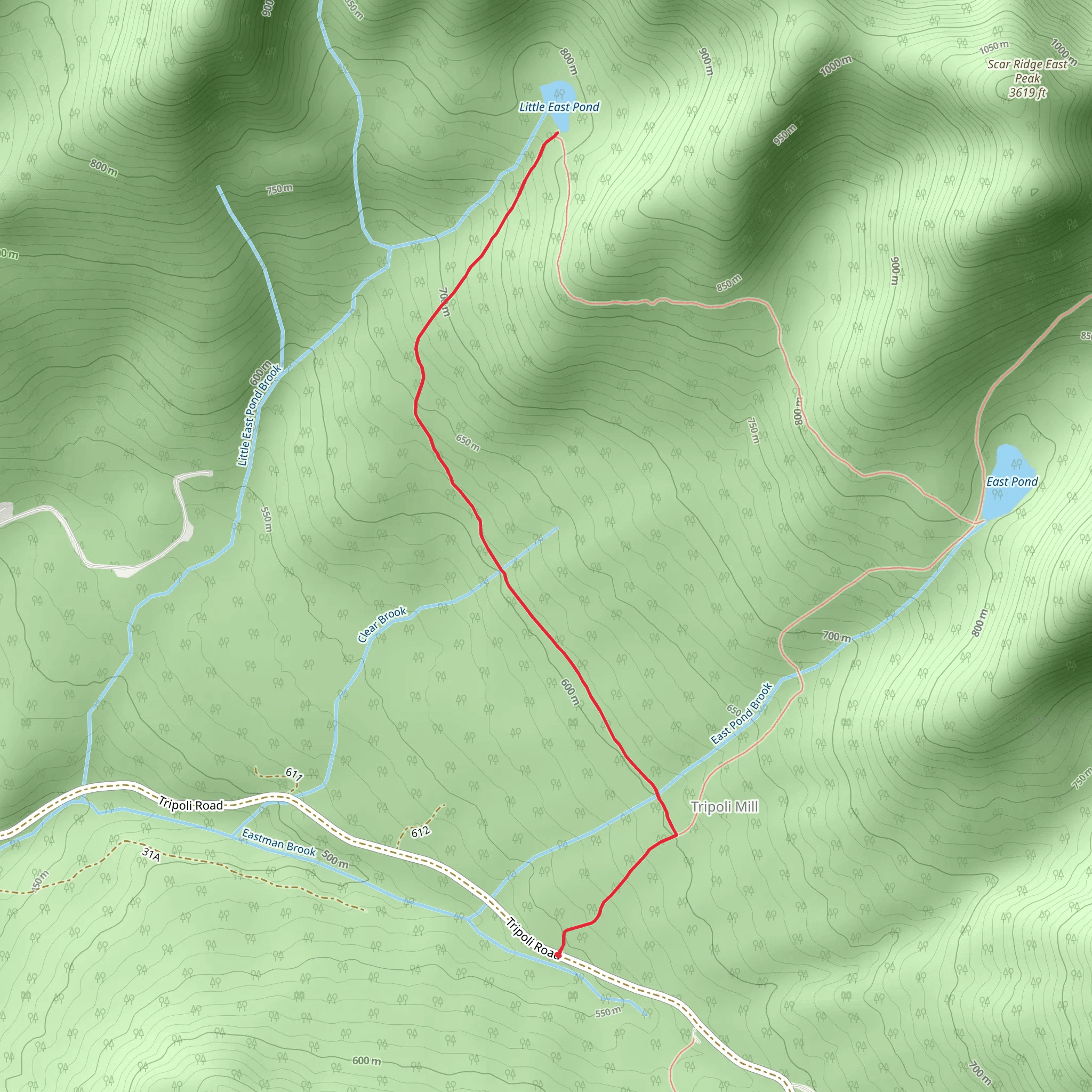Little East Pond Trail mobile static map