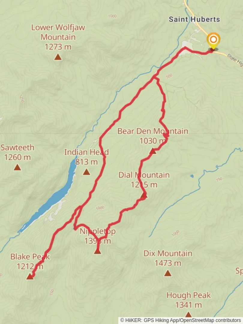 An image depicting the trail Blake Peak and Nippletop Loop and its surrounding area.
