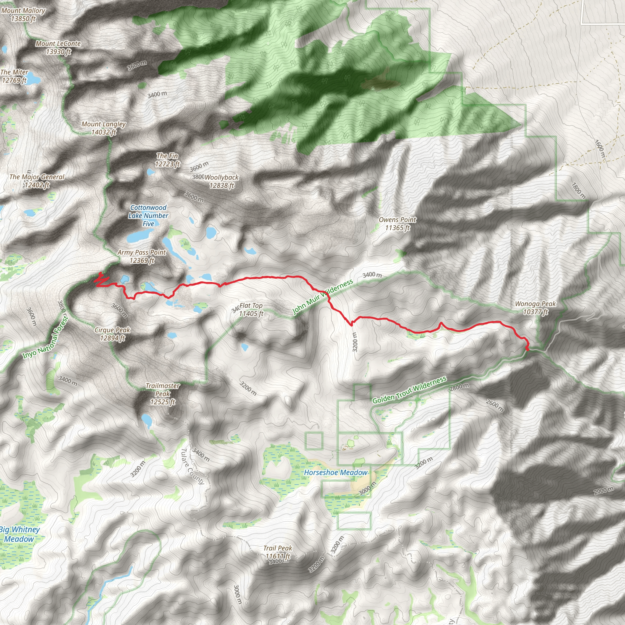 New Army Pass Trail via Little Cottonwood Creek Trail mobile static map