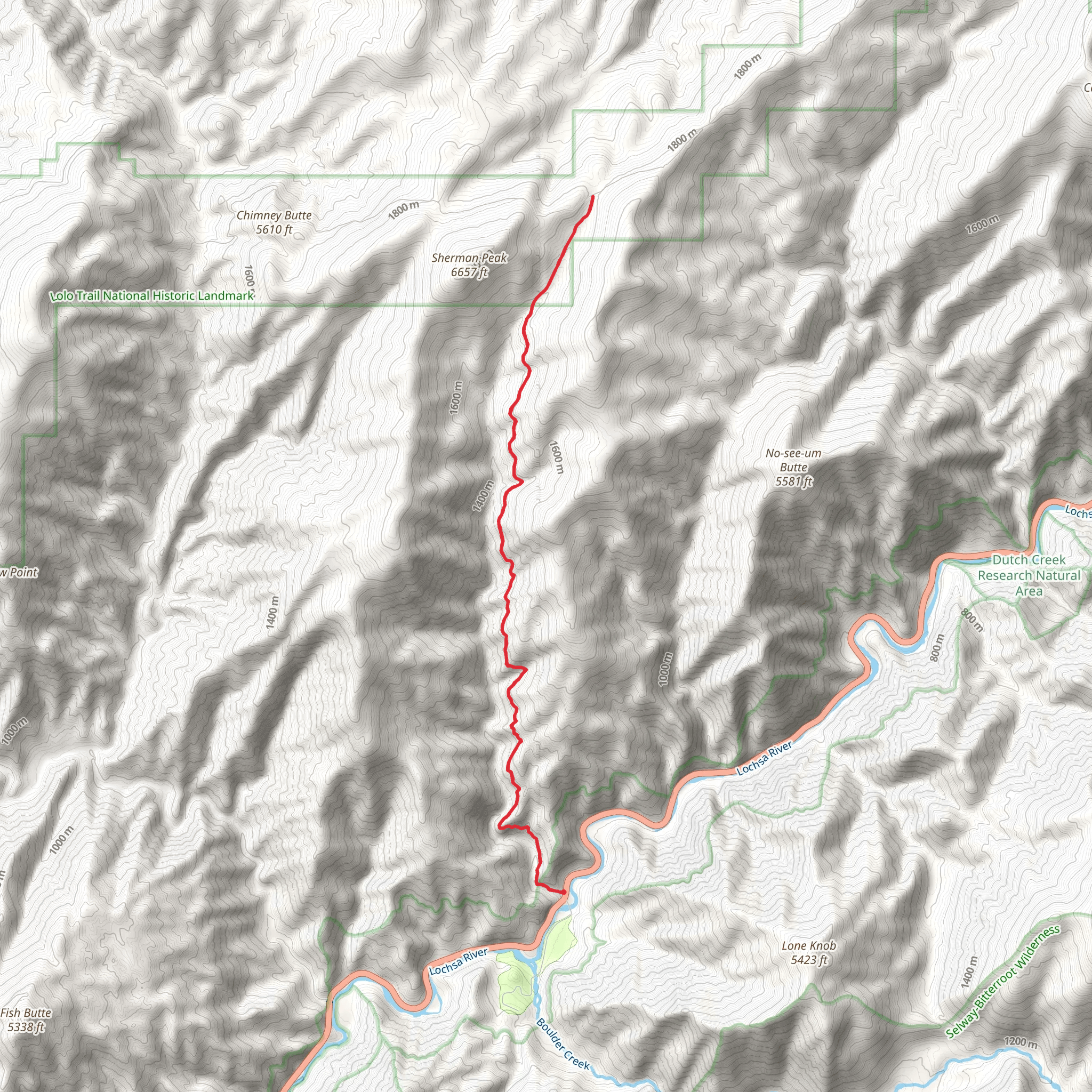 Sherman Creek and Idaho Centenial Trail mobile static map