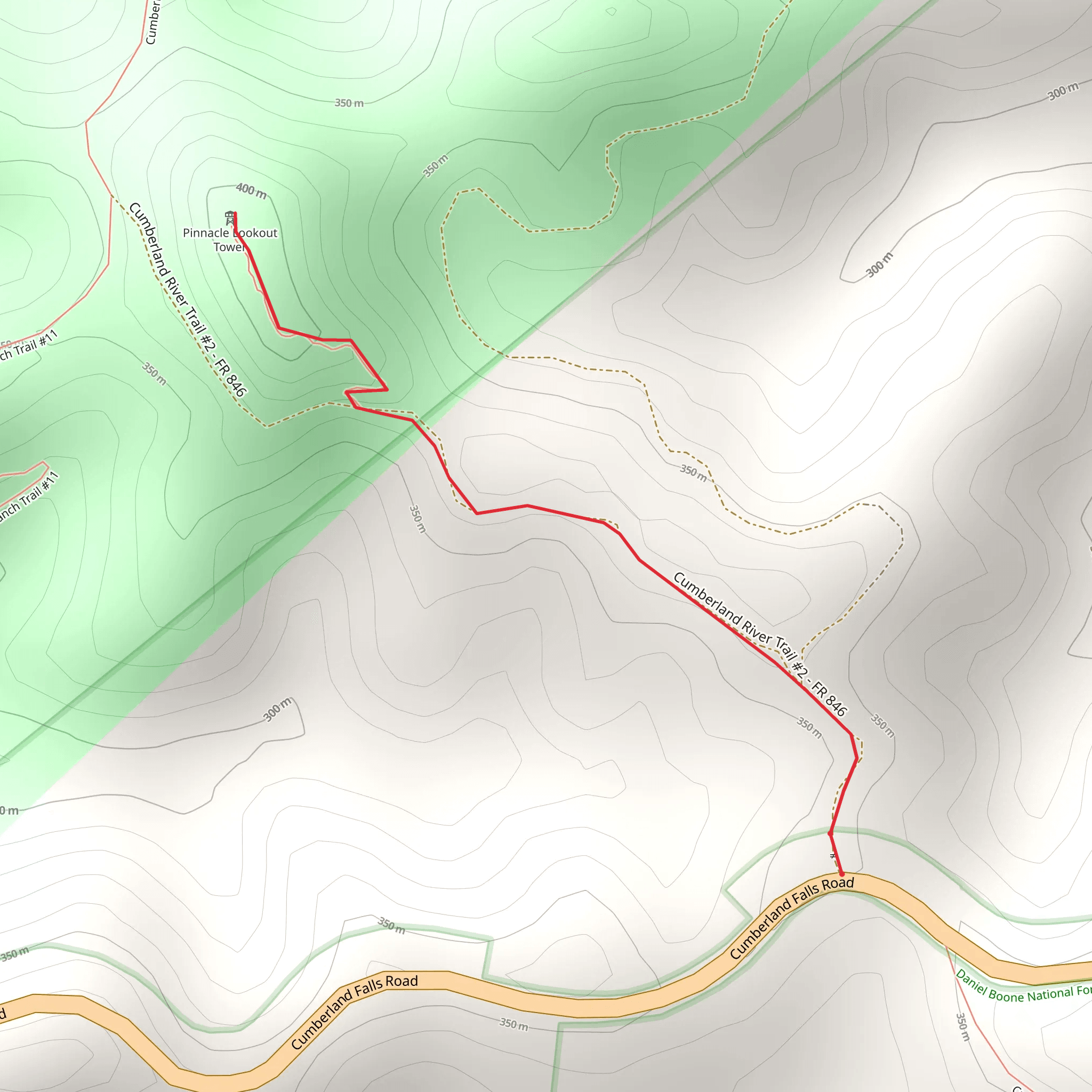 Fire Tower from Cumberland Falls Road mobile static map