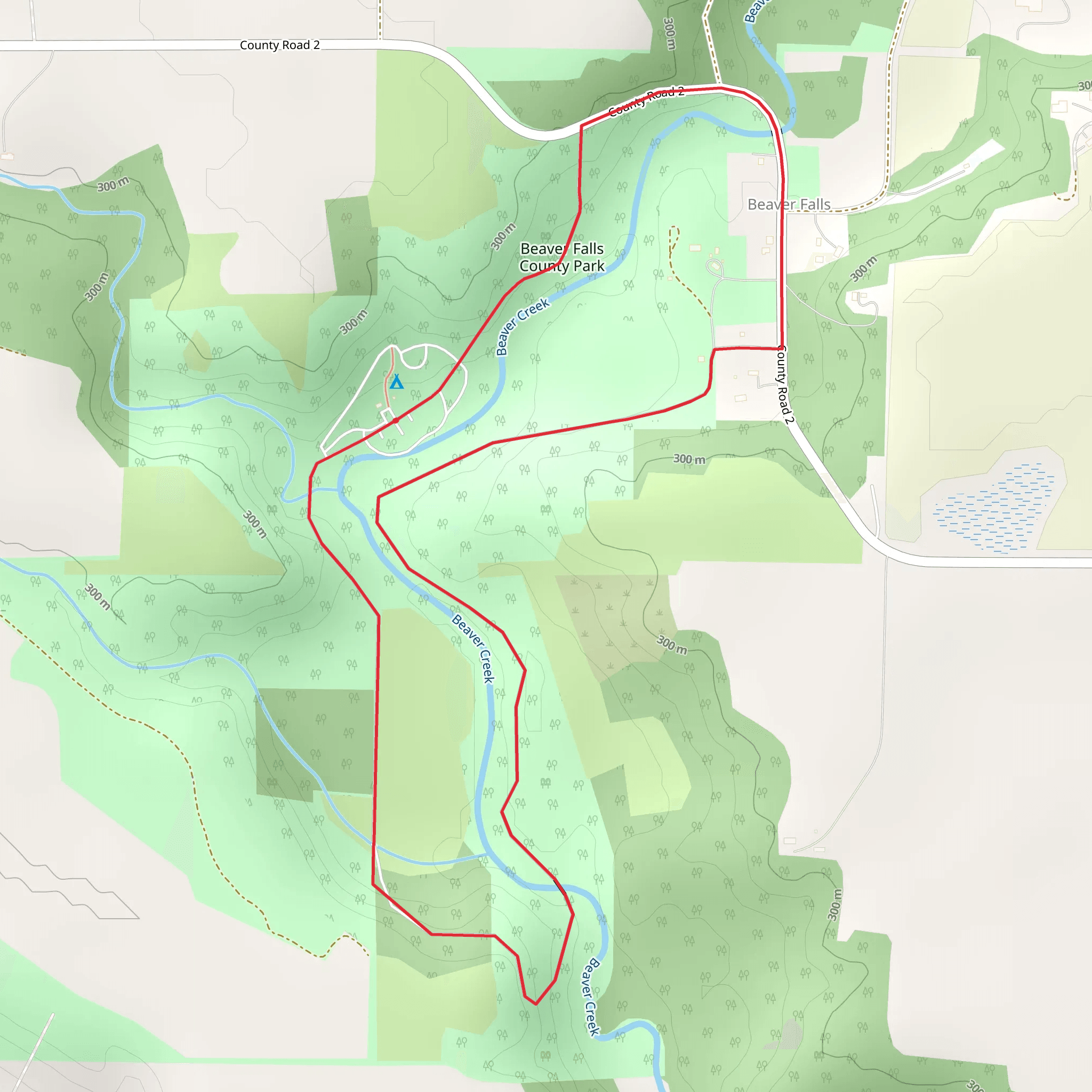 Beaver Creek and Falls Loop mobile static map