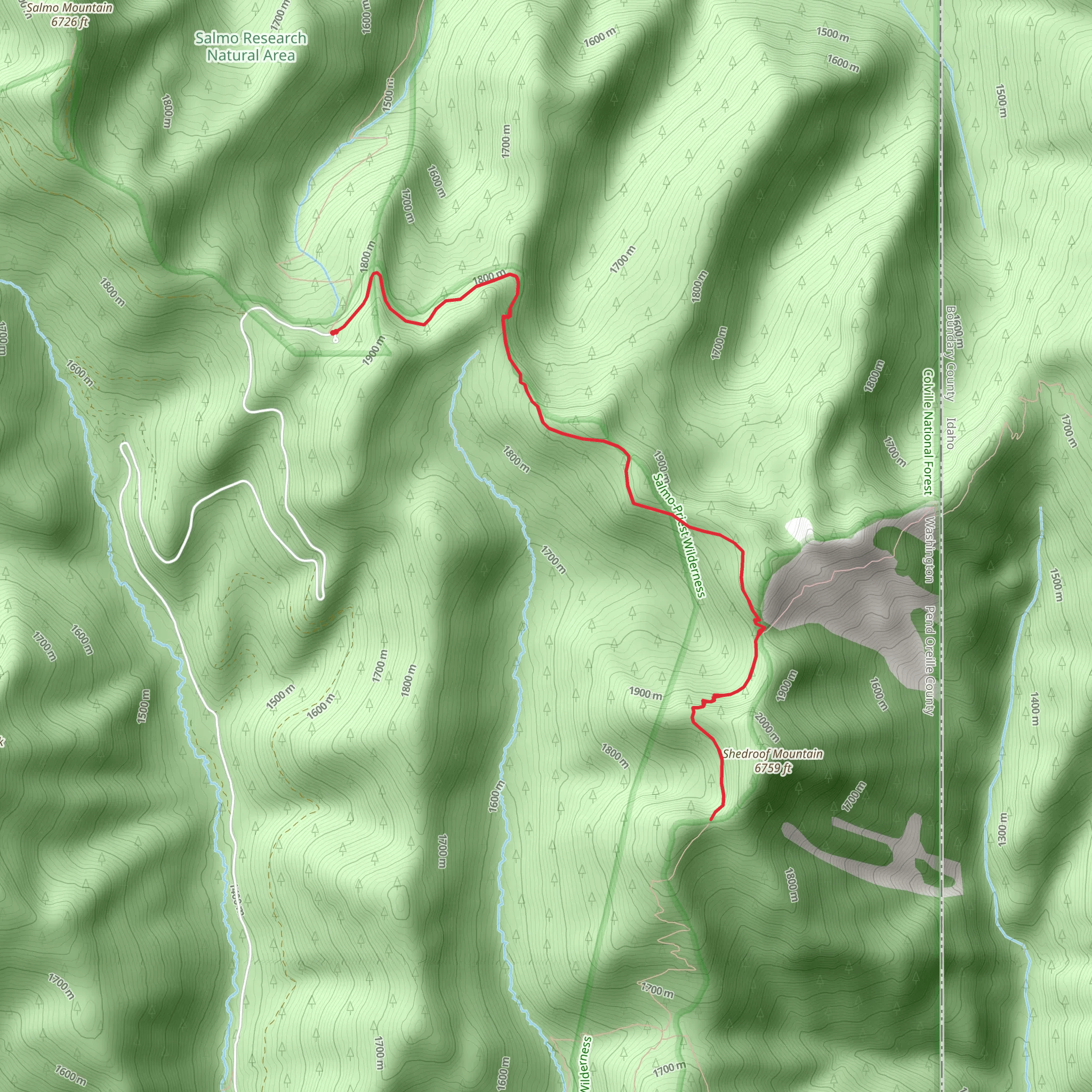 Walk towards Shedroof Mountain via Sullivan Salmo mobile static map