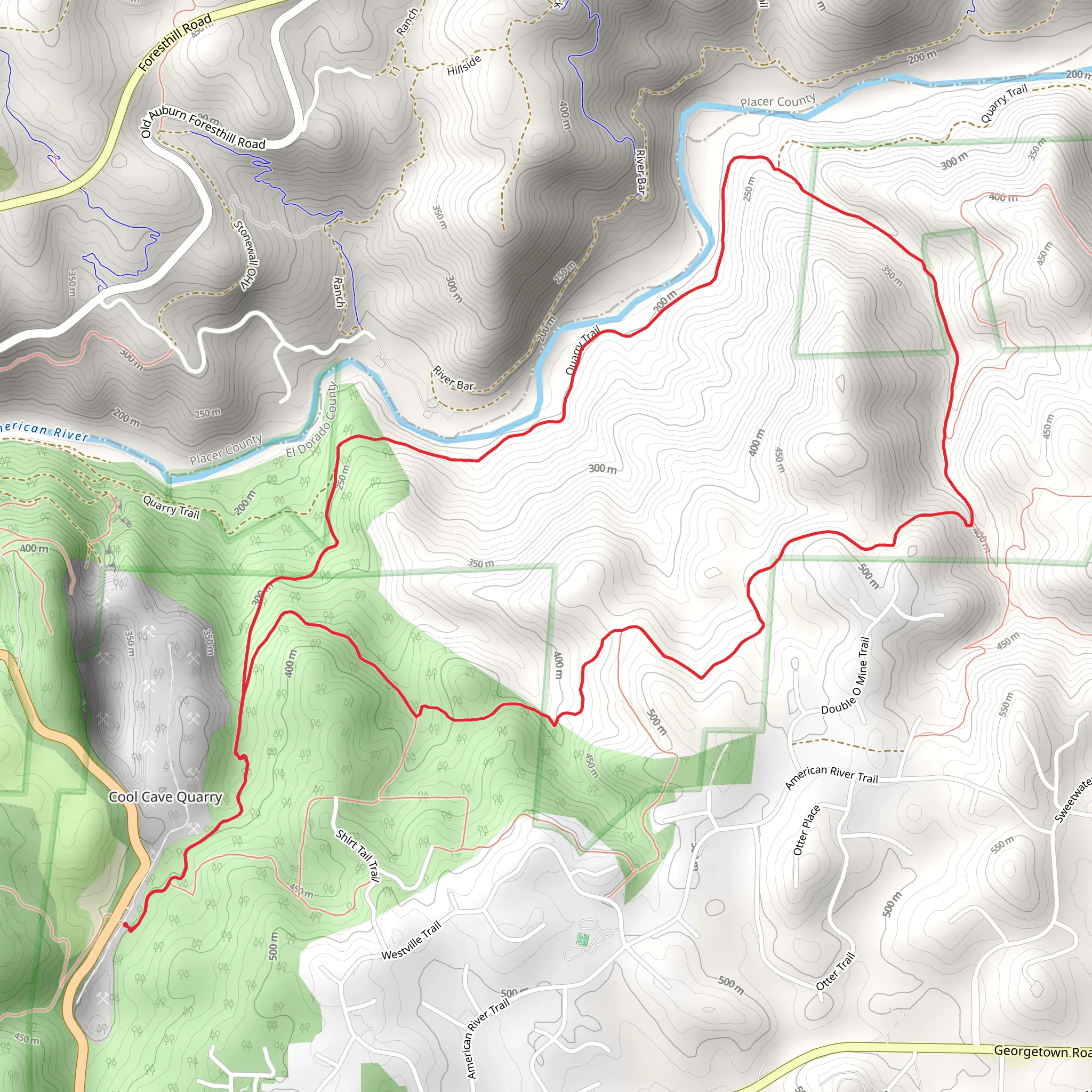 Western States 100 Endurance Run and Wendell T Robie Loop Trail mobile static map