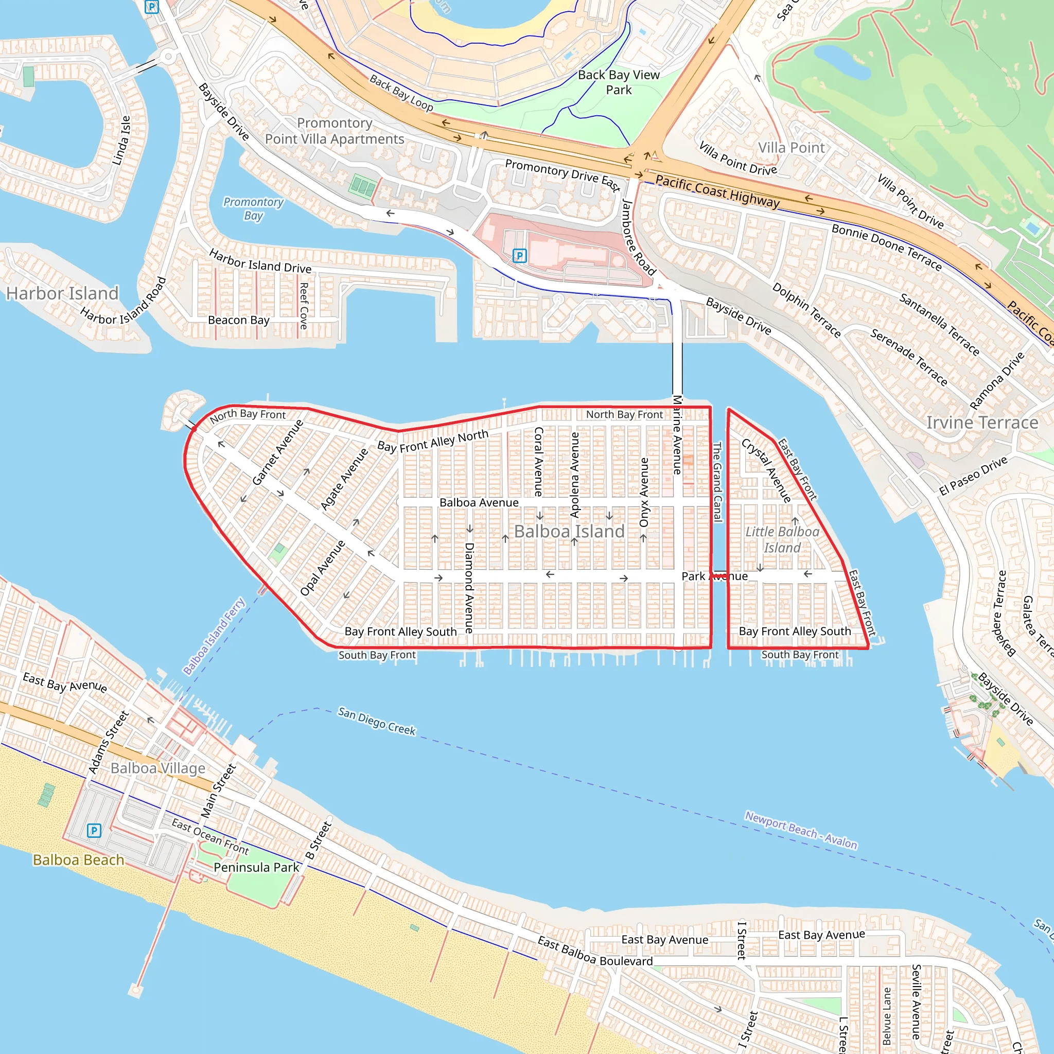 Bay Front - Balboa Island Loop mobile static map