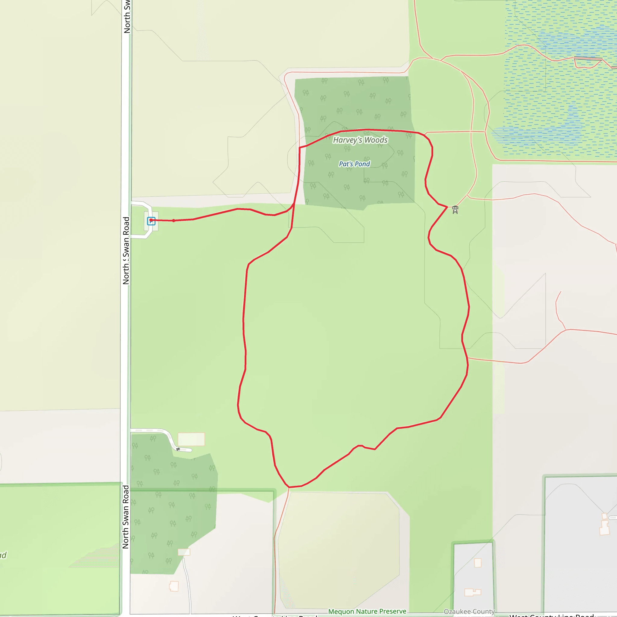 Harvey's Woods Loop - Short mobile static map
