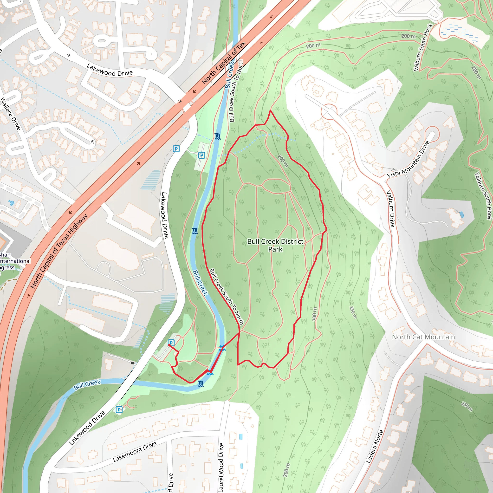 Bull Creek District Park Loop - Lakewood Drive mobile static map