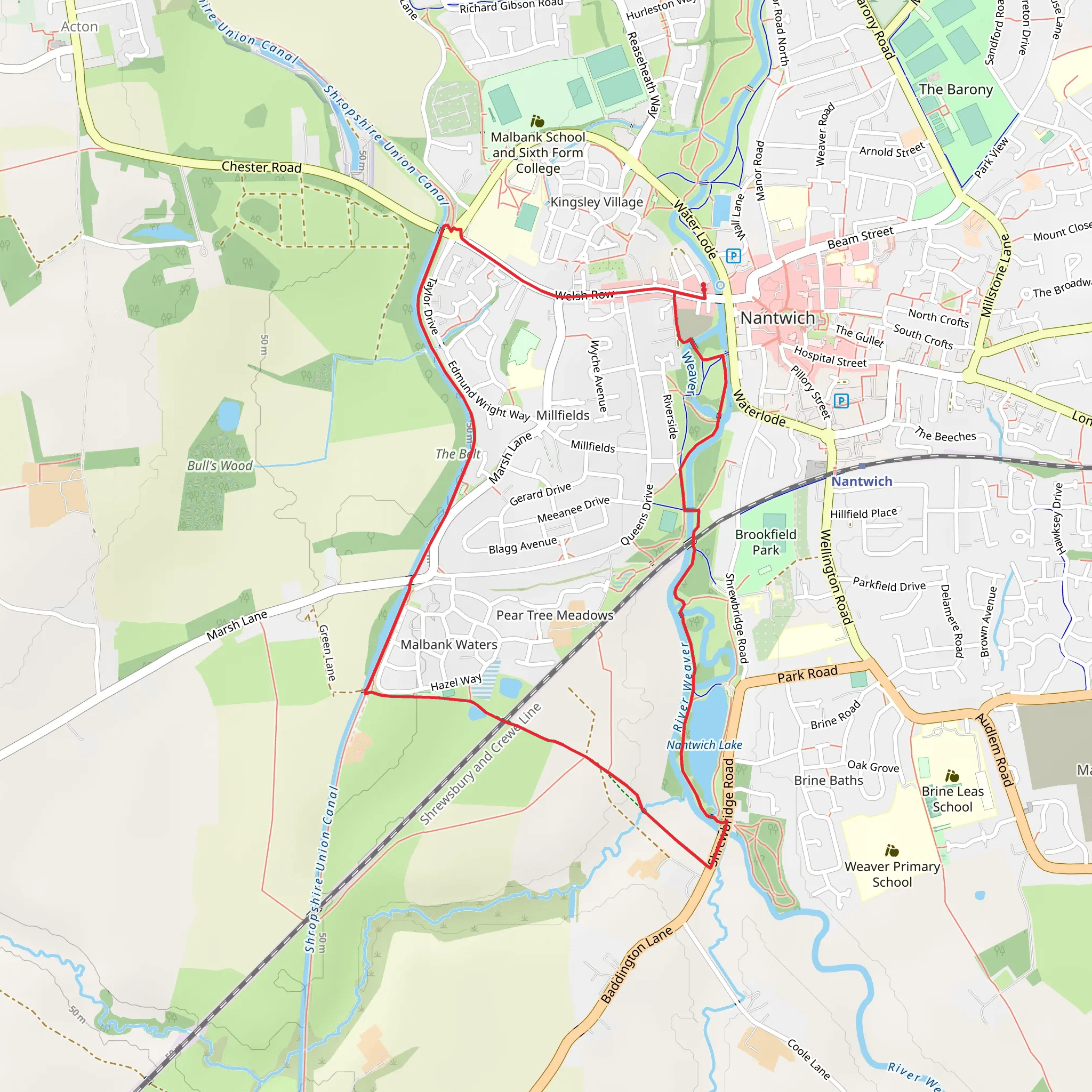 Nantwich Lake and River Weaver mobile static map