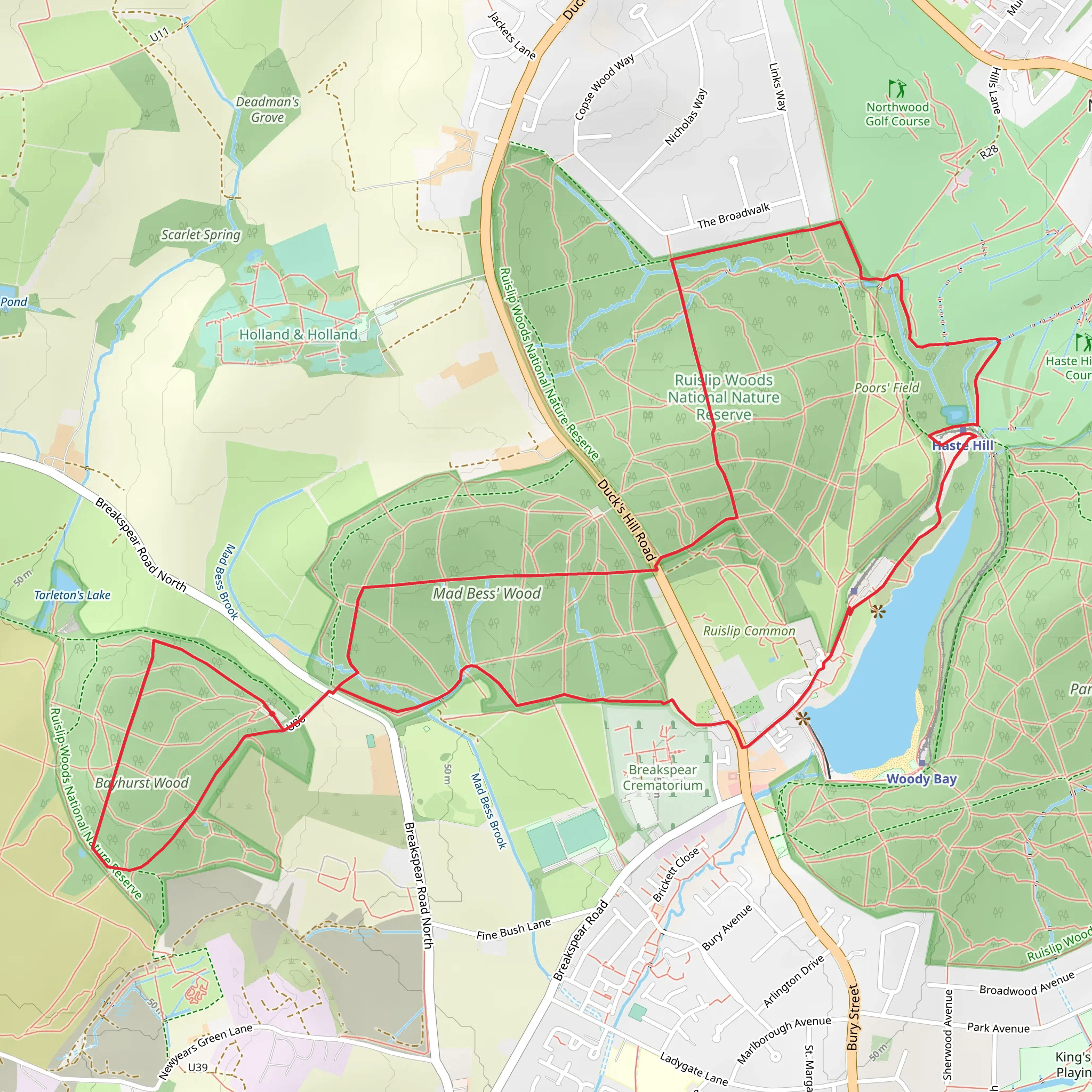 Bayhurst Wood Country Park and Ruislip Woods mobile static map