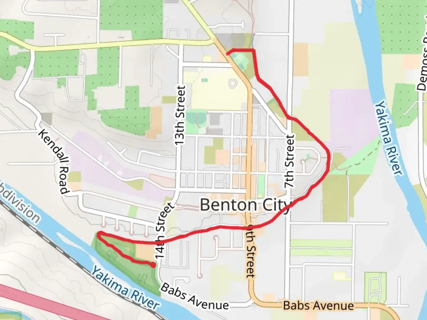 An image depicting the trail Benton City Path and its surrounding area.