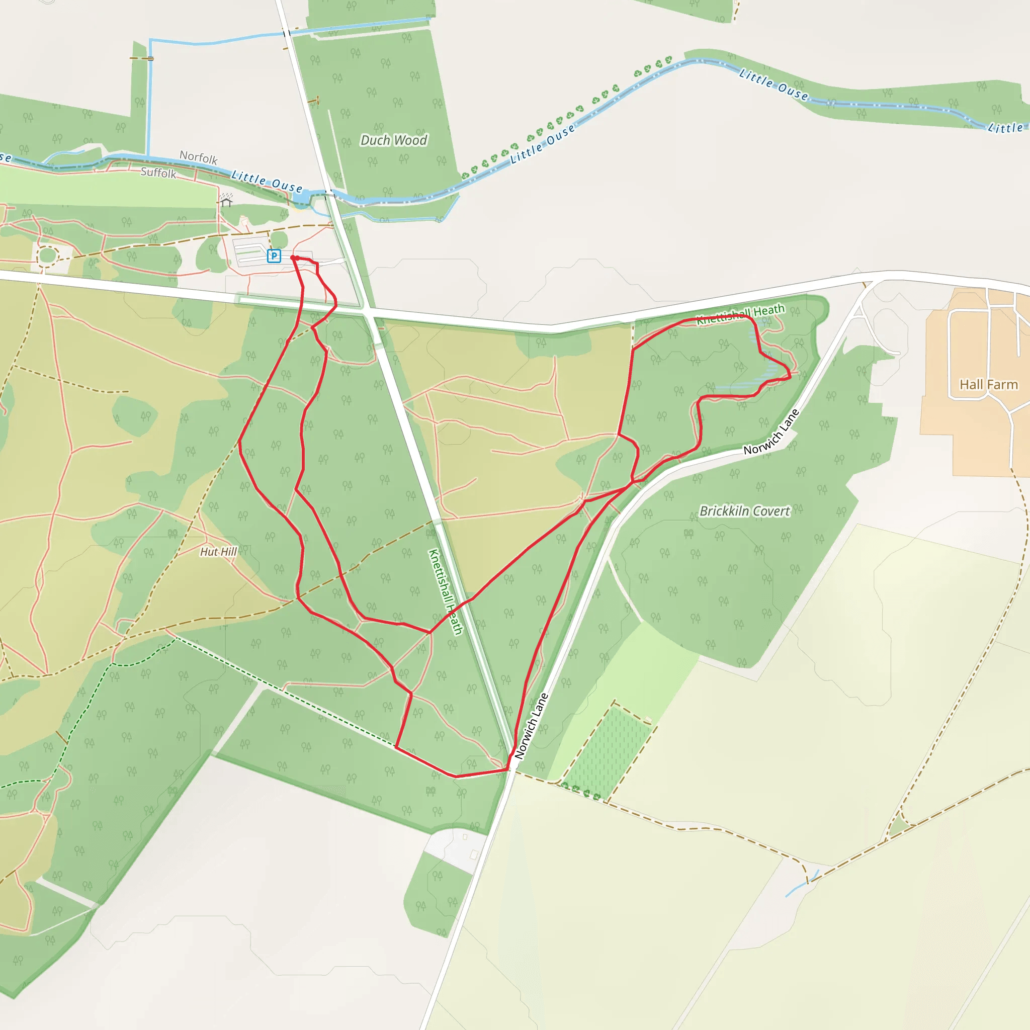 Knettishall Heath Country Park Short Loop mobile static map