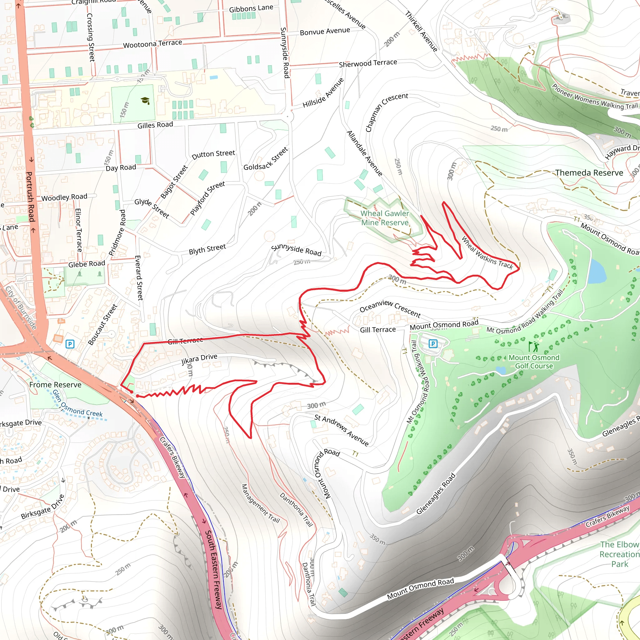Burnside Walks - Loop of Circuit A and Circuit B mobile static map