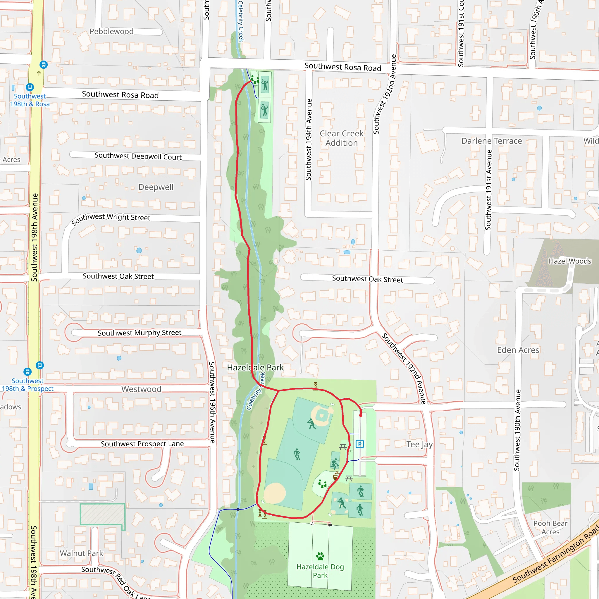 Hazeldale Park Loop mobile static map