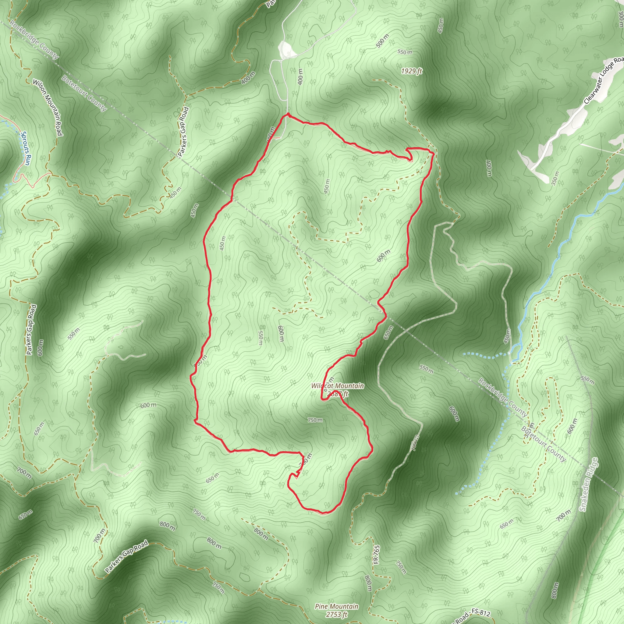 Wildcat Mountain Loop Trail mobile static map