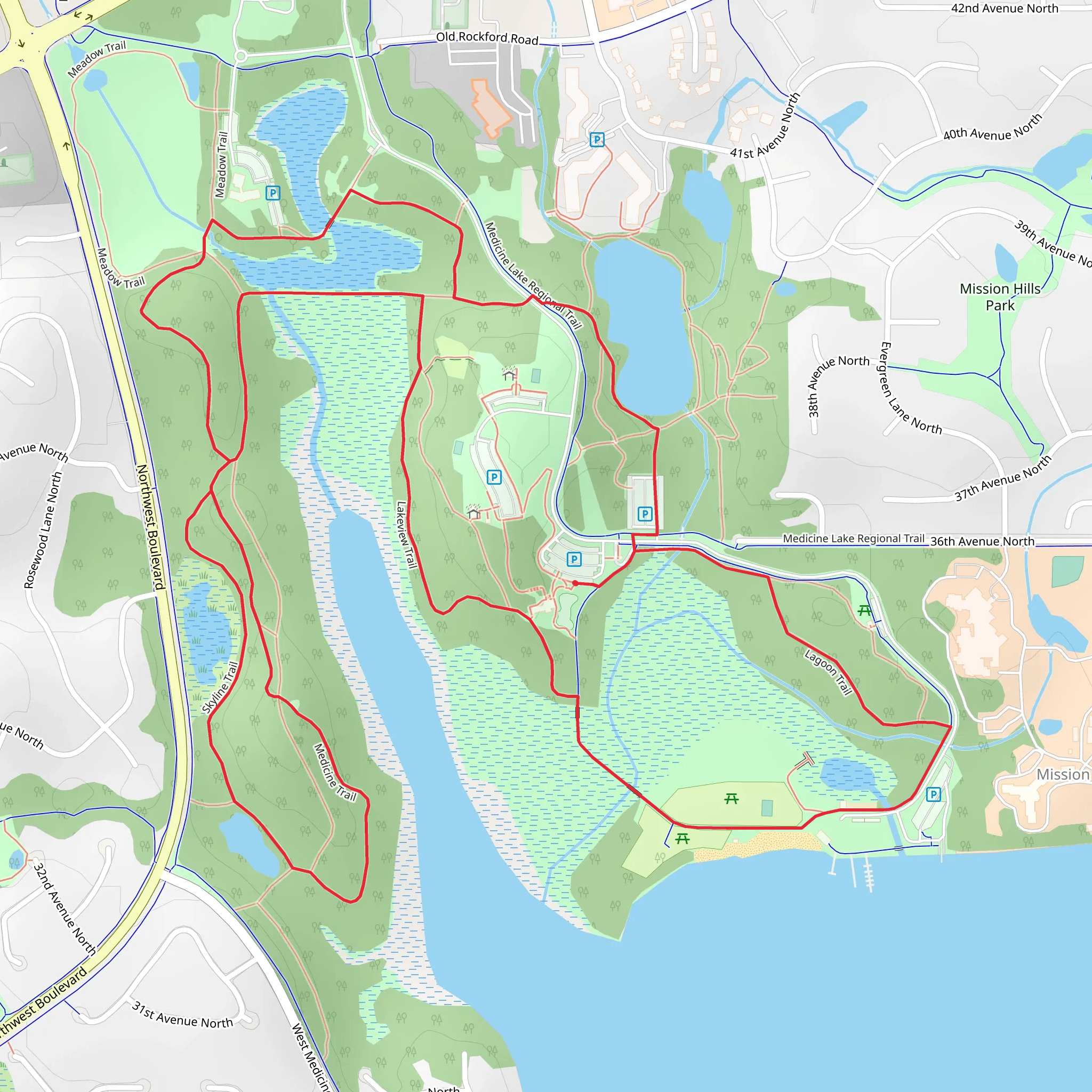 Lakeview Trail and Skyline Trail Loop mobile static map