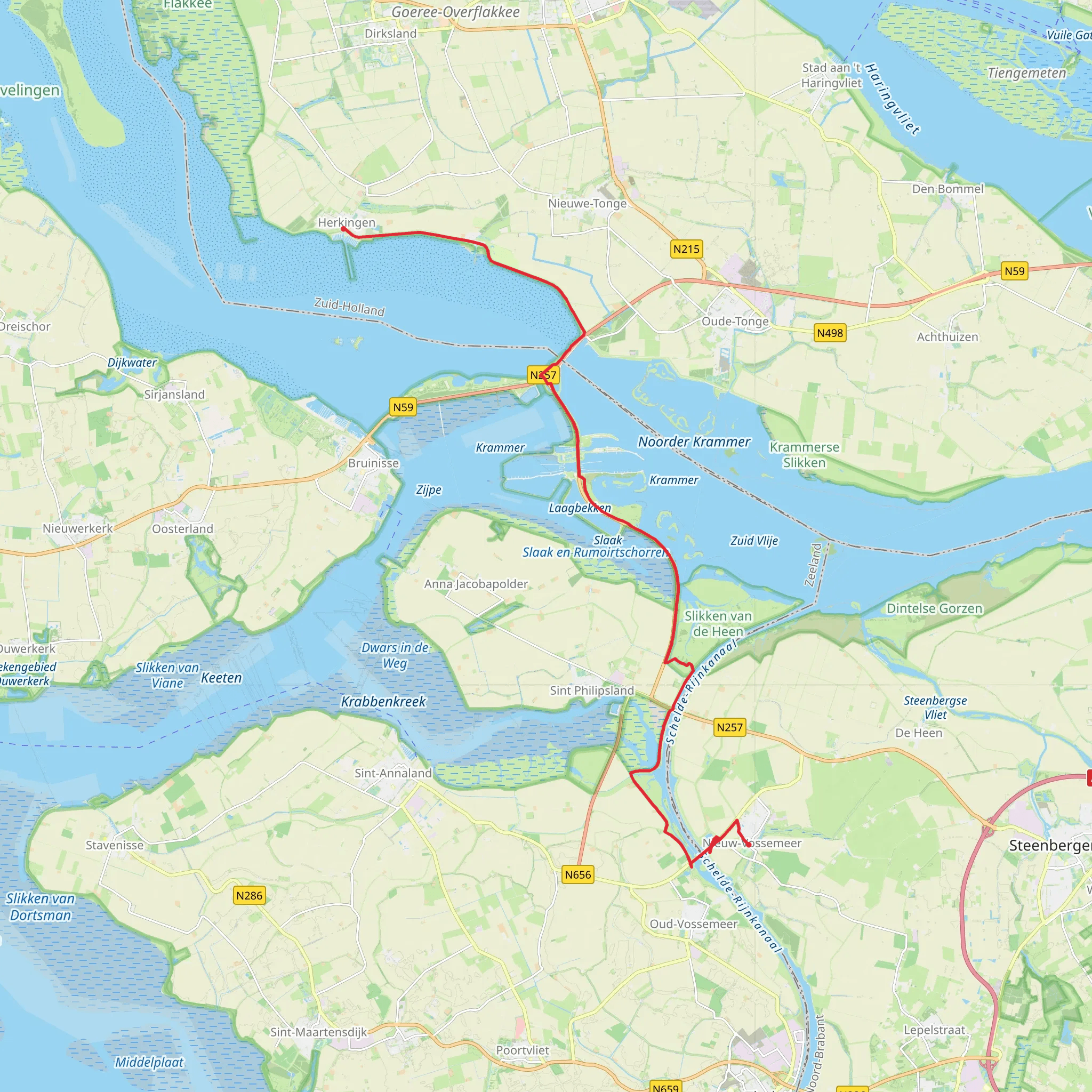 NieuwVossemeer to Herkingen via Krammer mobile static map