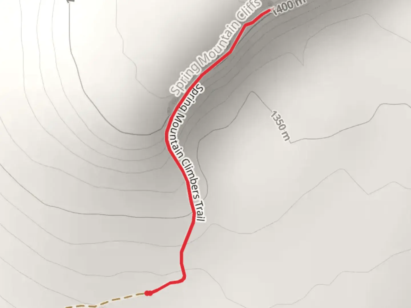 An image depicting the trail Spring Mountain Climbers Trail and its surrounding area.
