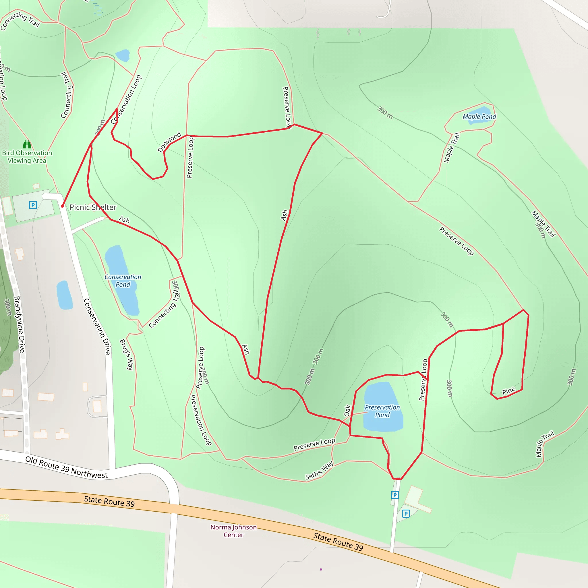 Ash, Preservation Pond and Dogwood Loop mobile static map