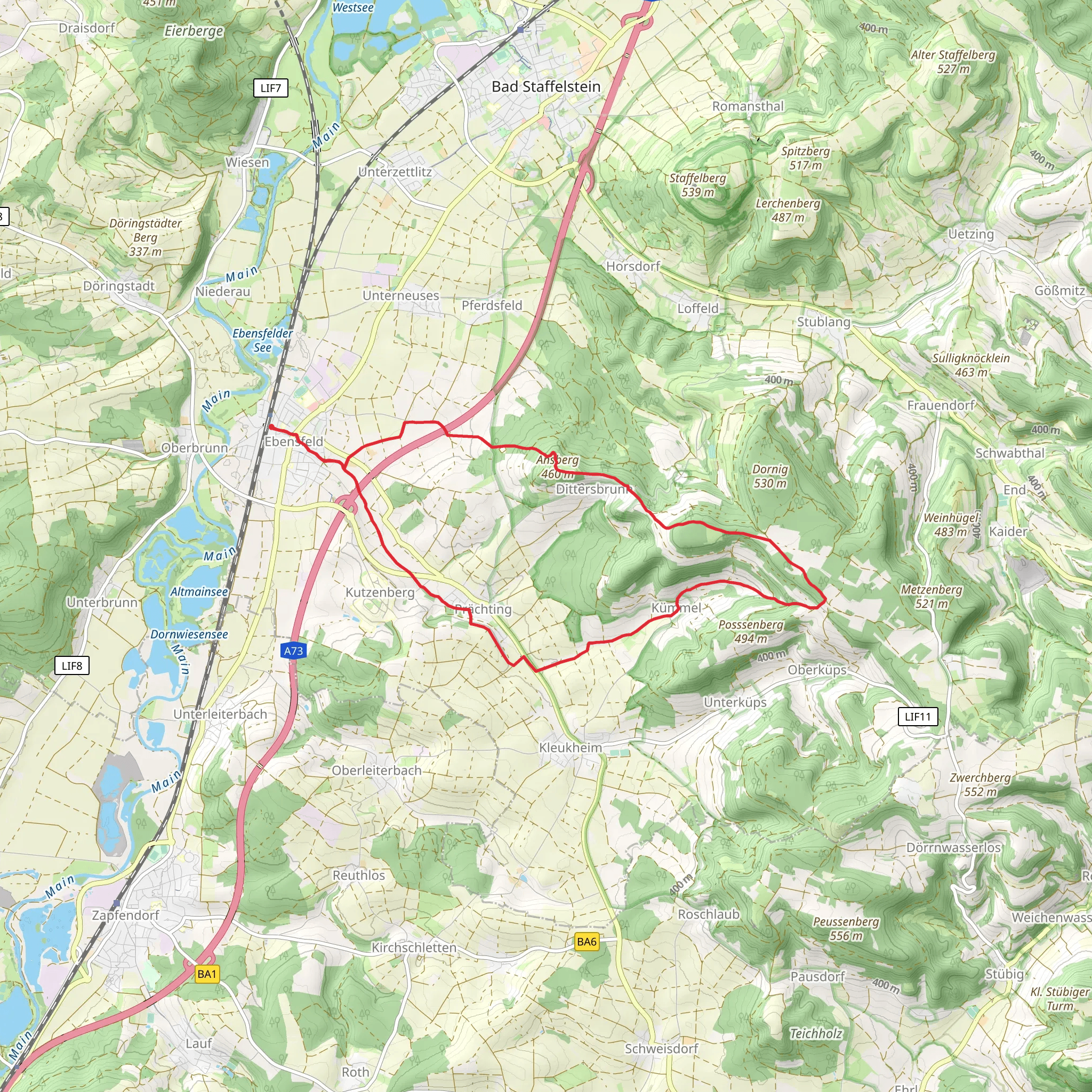 Ebensfeld to Kummel Loop mobile static map