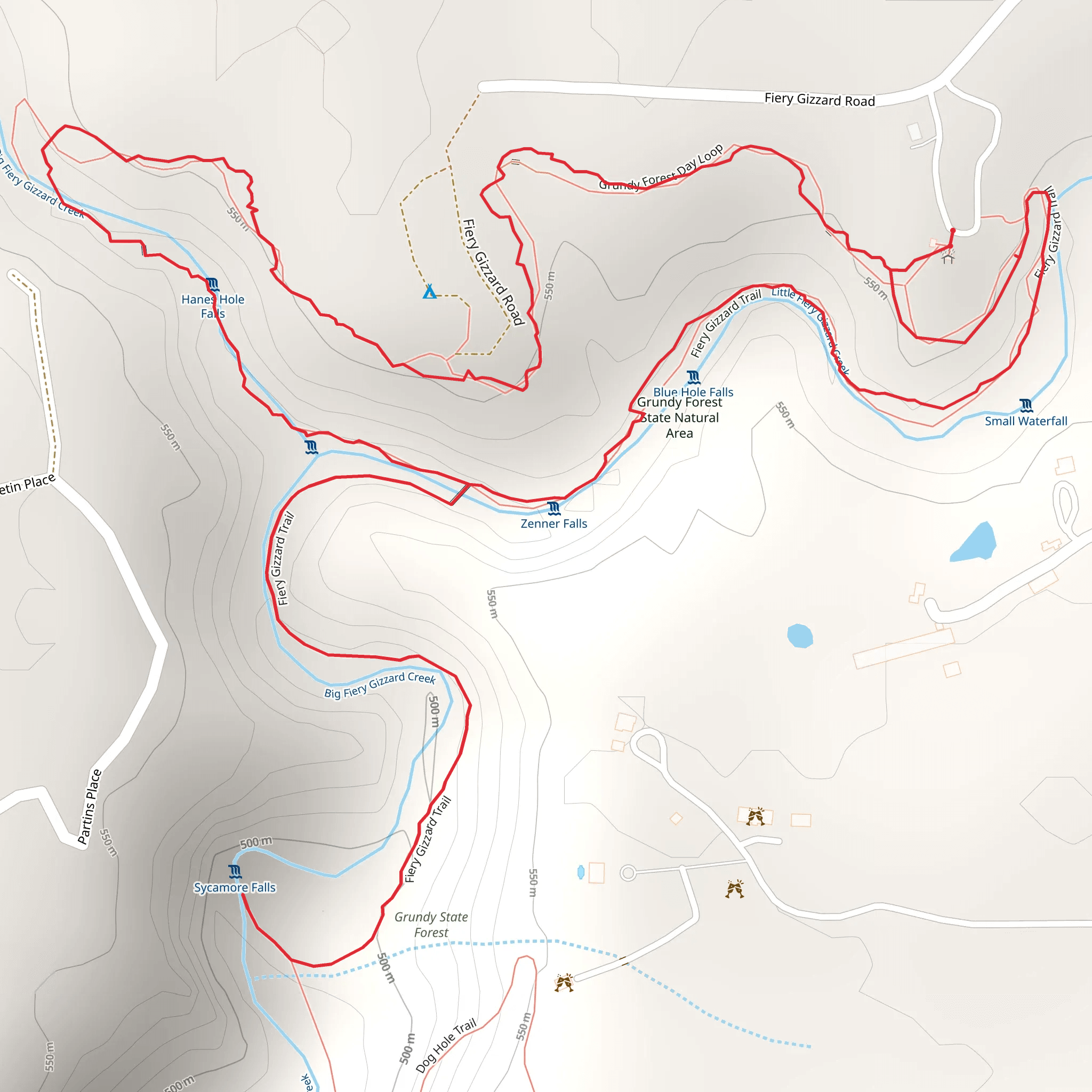 Fiery Gizzard Trail Loop mobile static map