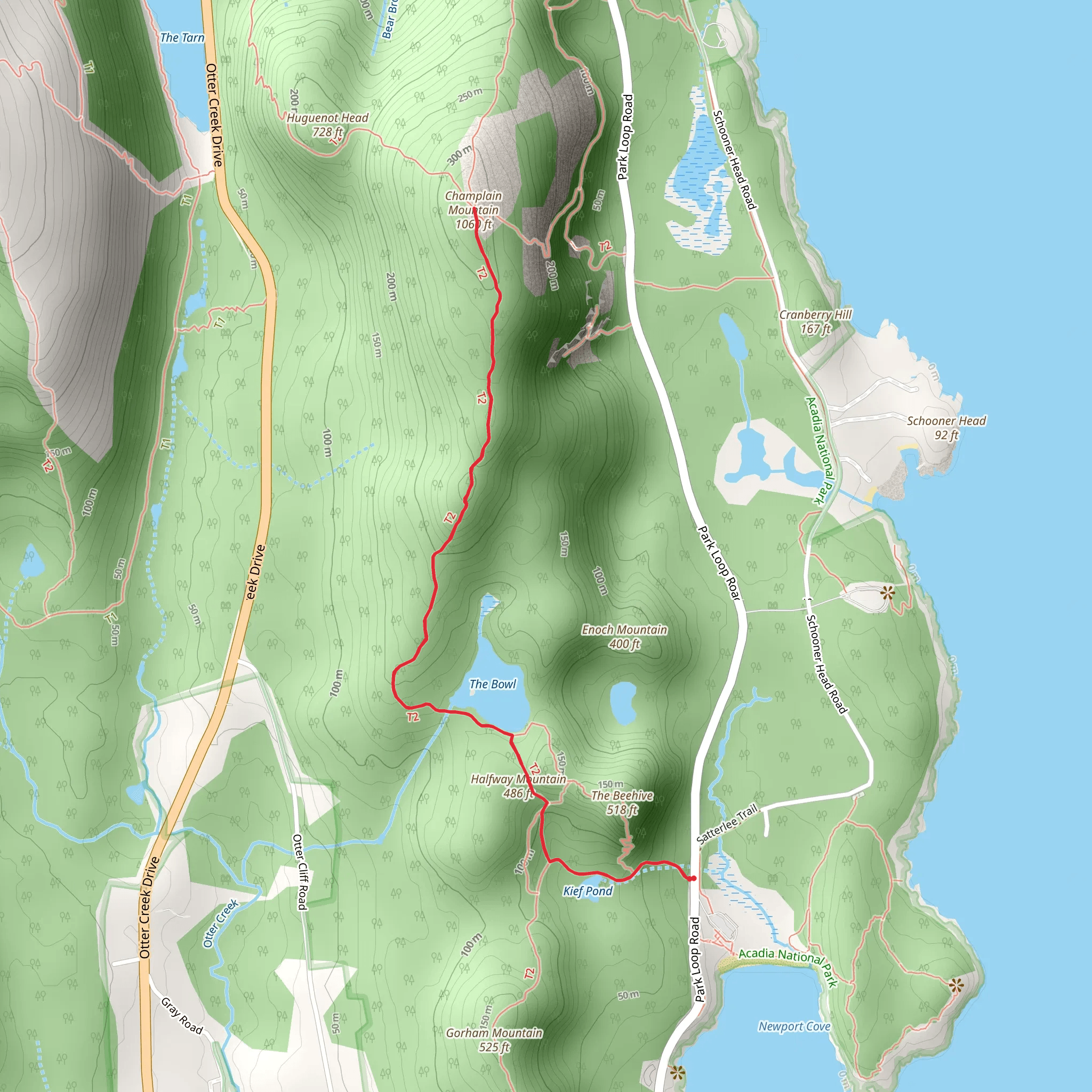 Champlain South Ridge via Bowl Trail mobile static map