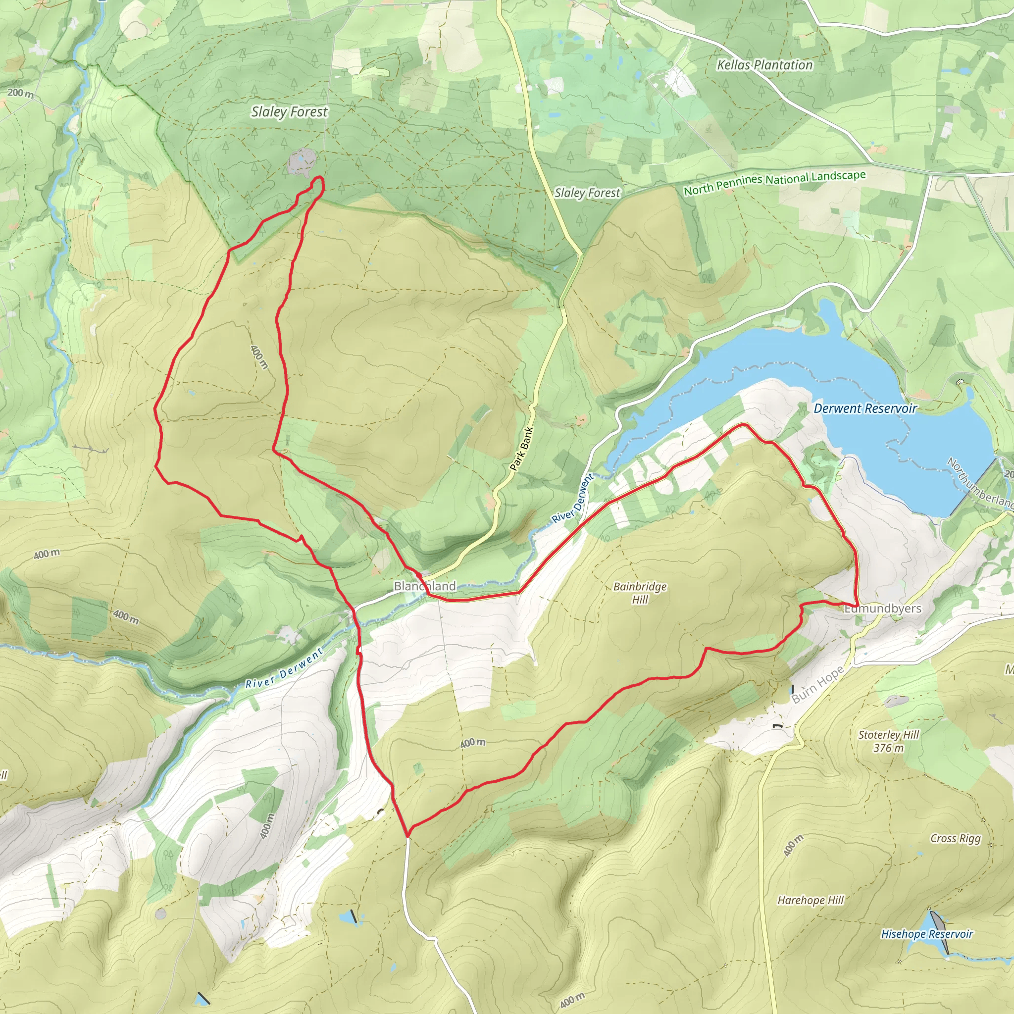 Blanchland and River Derwent Loop mobile static map