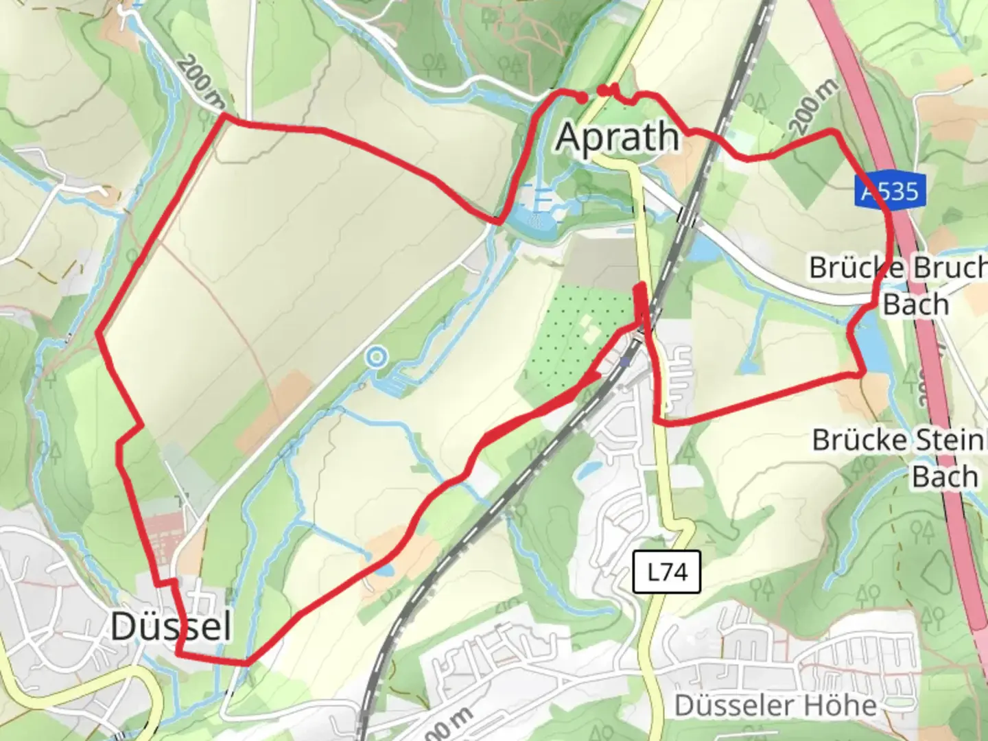 An image depicting the trail Aprather Muehlenteich via Eulenkopf Rundweg and its surrounding area.