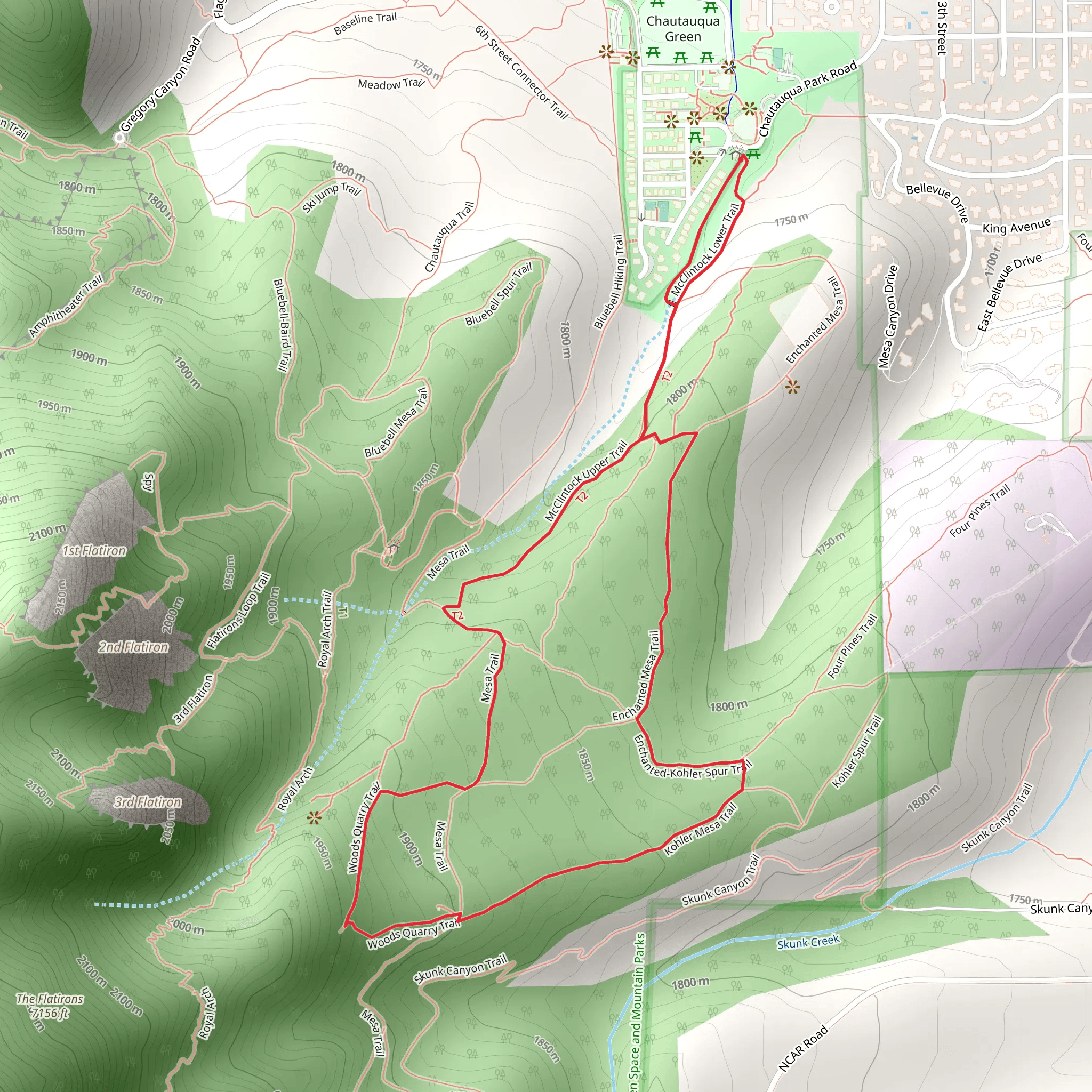 McClintock Upper, Kohler Mesa and chanted Mesa Loop Trail mobile static map