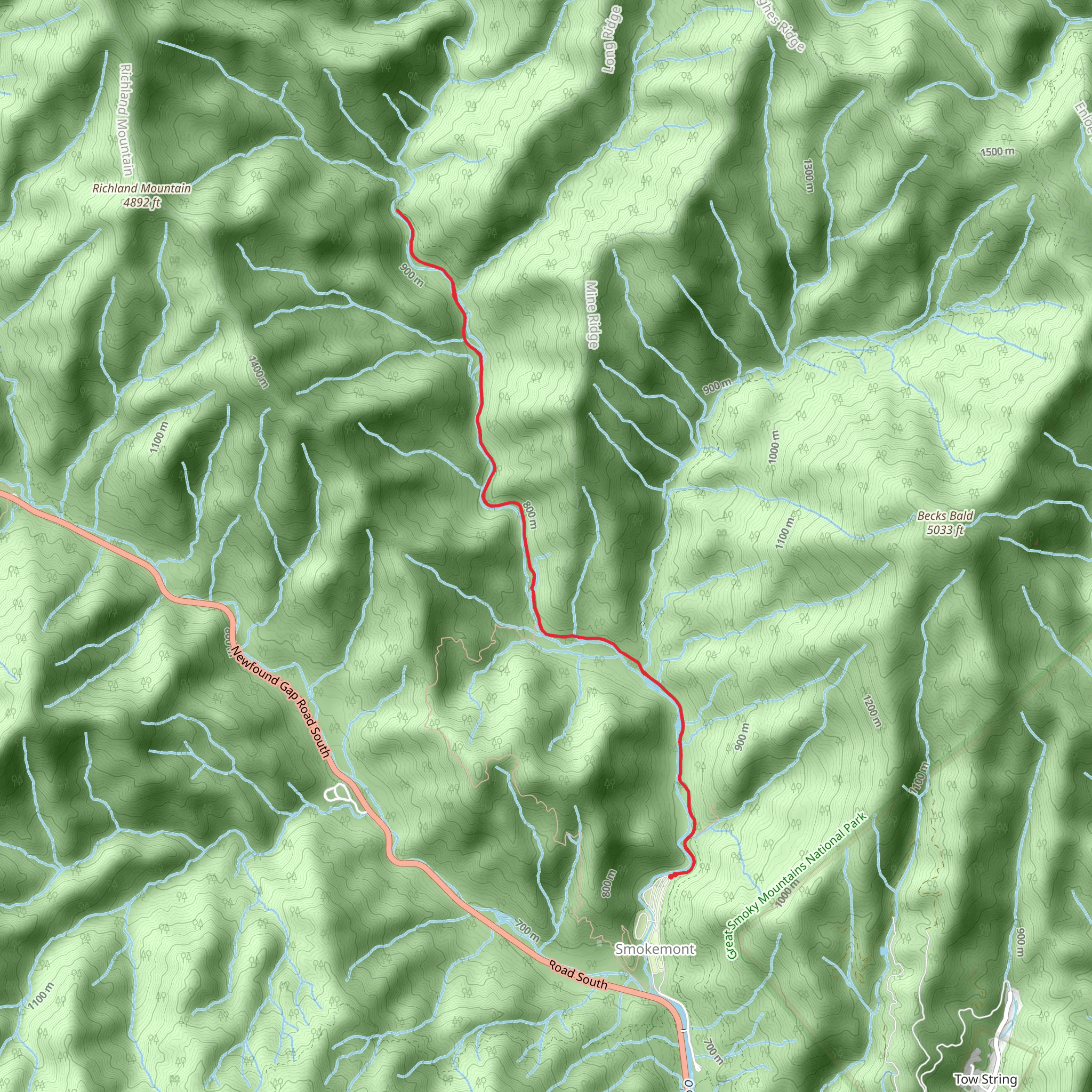Bradley Fork Trail mobile static map