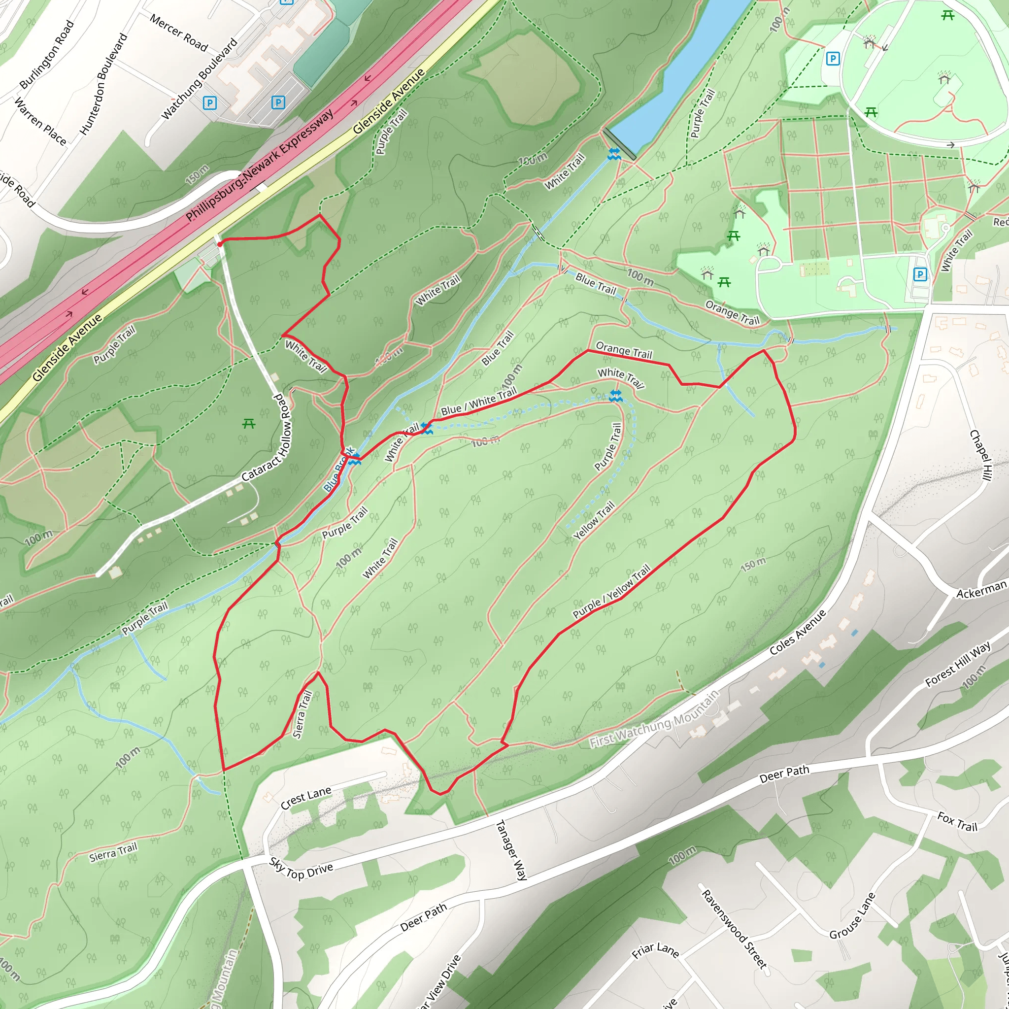 Purple and White Loop Trail - Glenside Avenue mobile static map