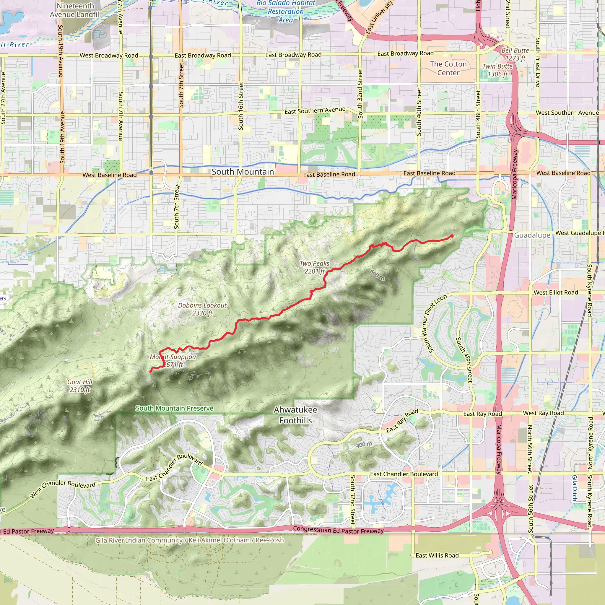 Maricopa Trail and National Trail mobile static map