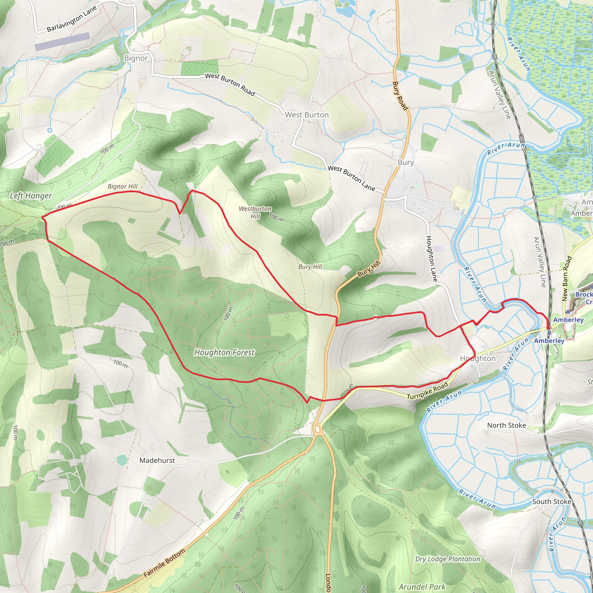Bignor Hill and The Denture from Amberley mobile static map