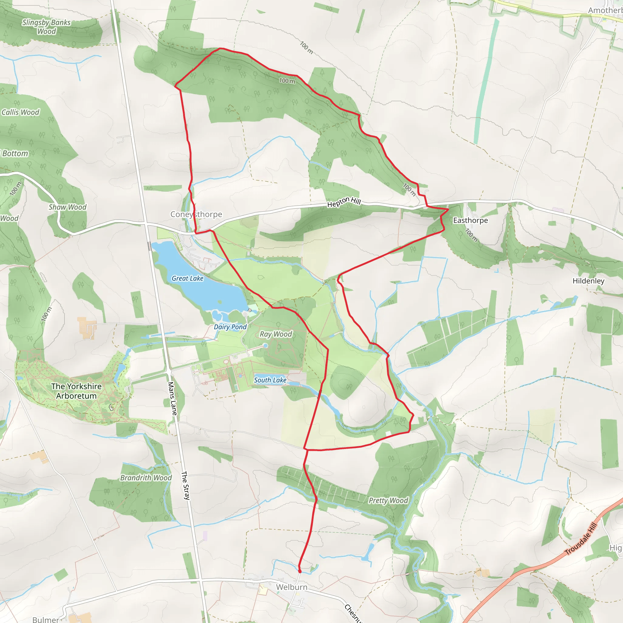 Coneysthorpe and Castle Howard from Welburn mobile static map