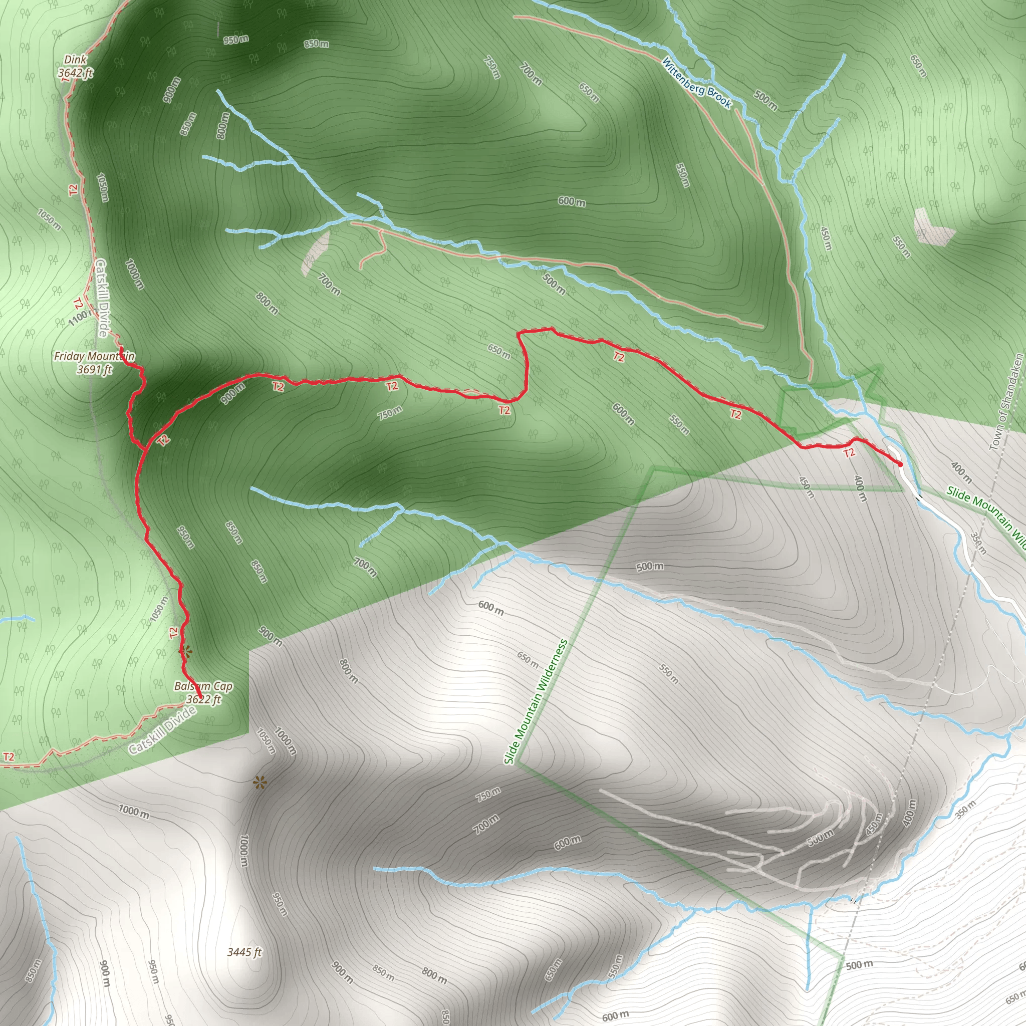 Friday Mountain and Balsam Cap Mountain via Moon Haw Road mobile static map