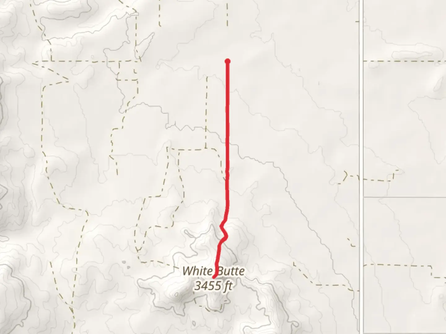 An image depicting the trail White Butte and its surrounding area.