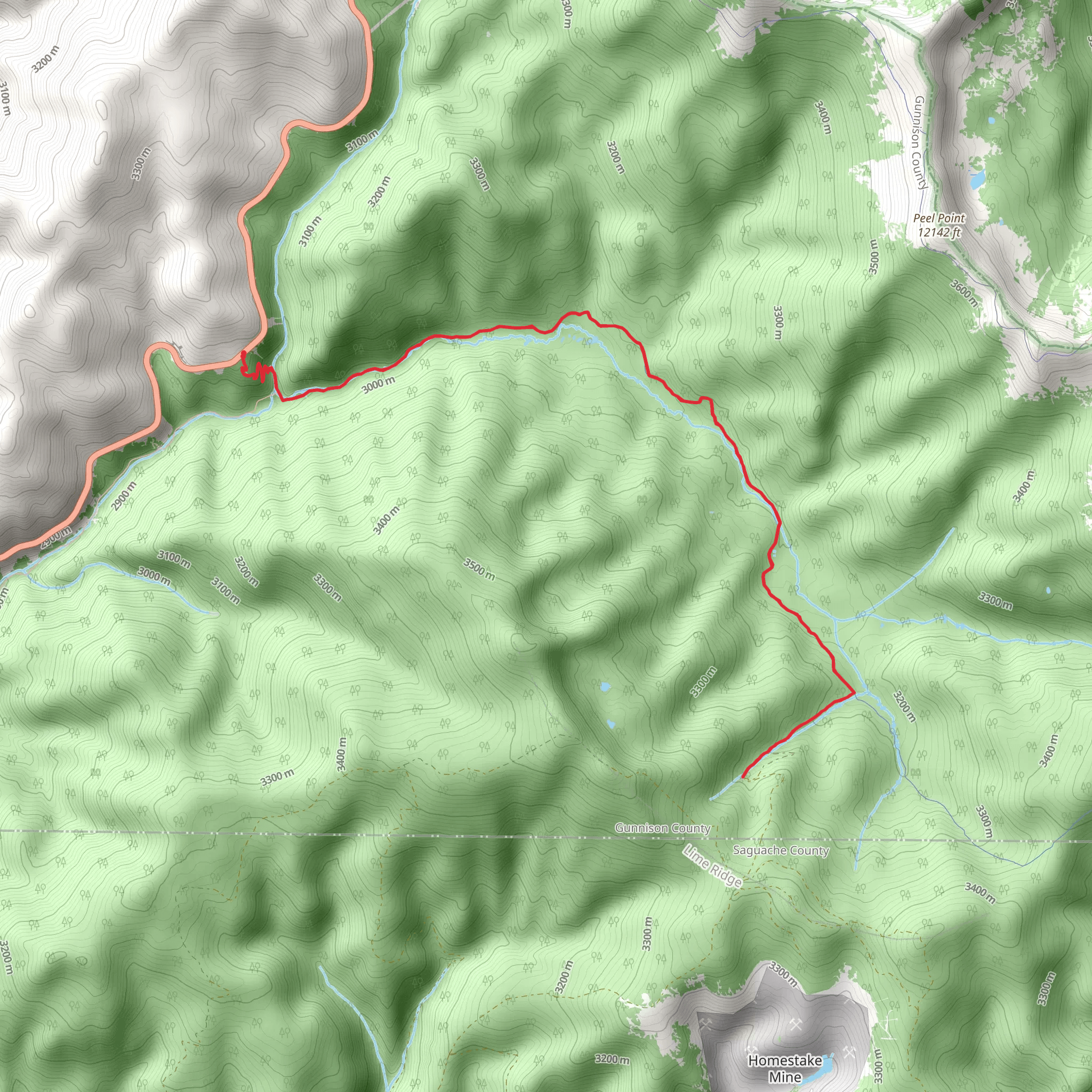 Lime Creek via Agate Creek Trail mobile static map