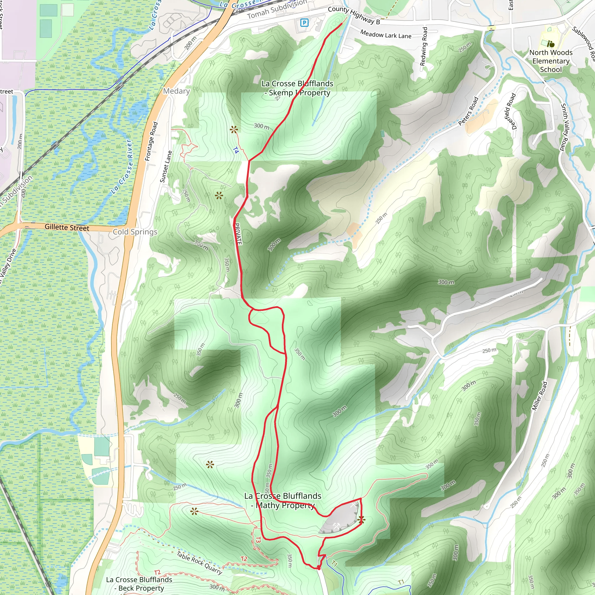 La Crosse Blufflands Loop mobile static map