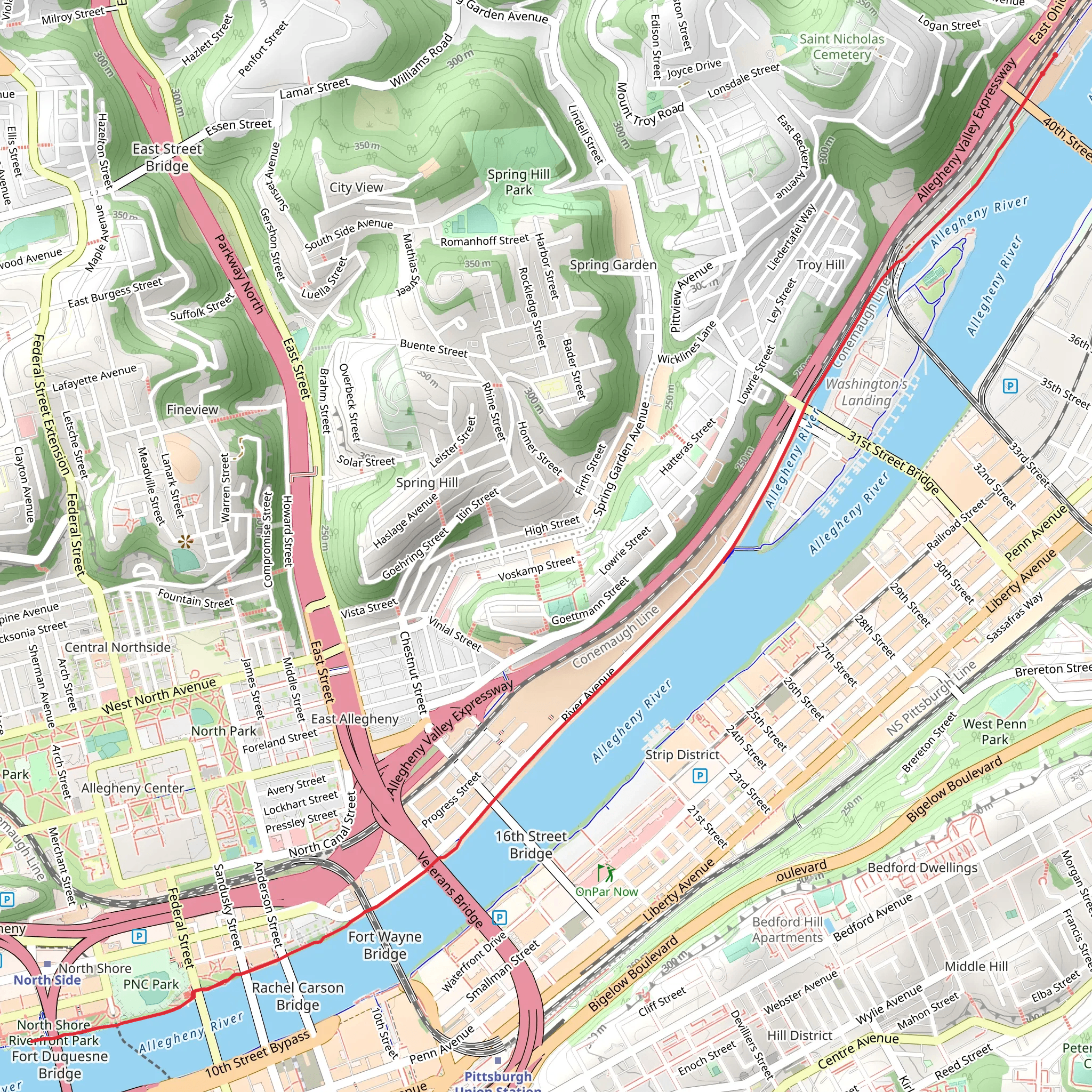 East Ohio Street to North side via North Shore Trail mobile static map